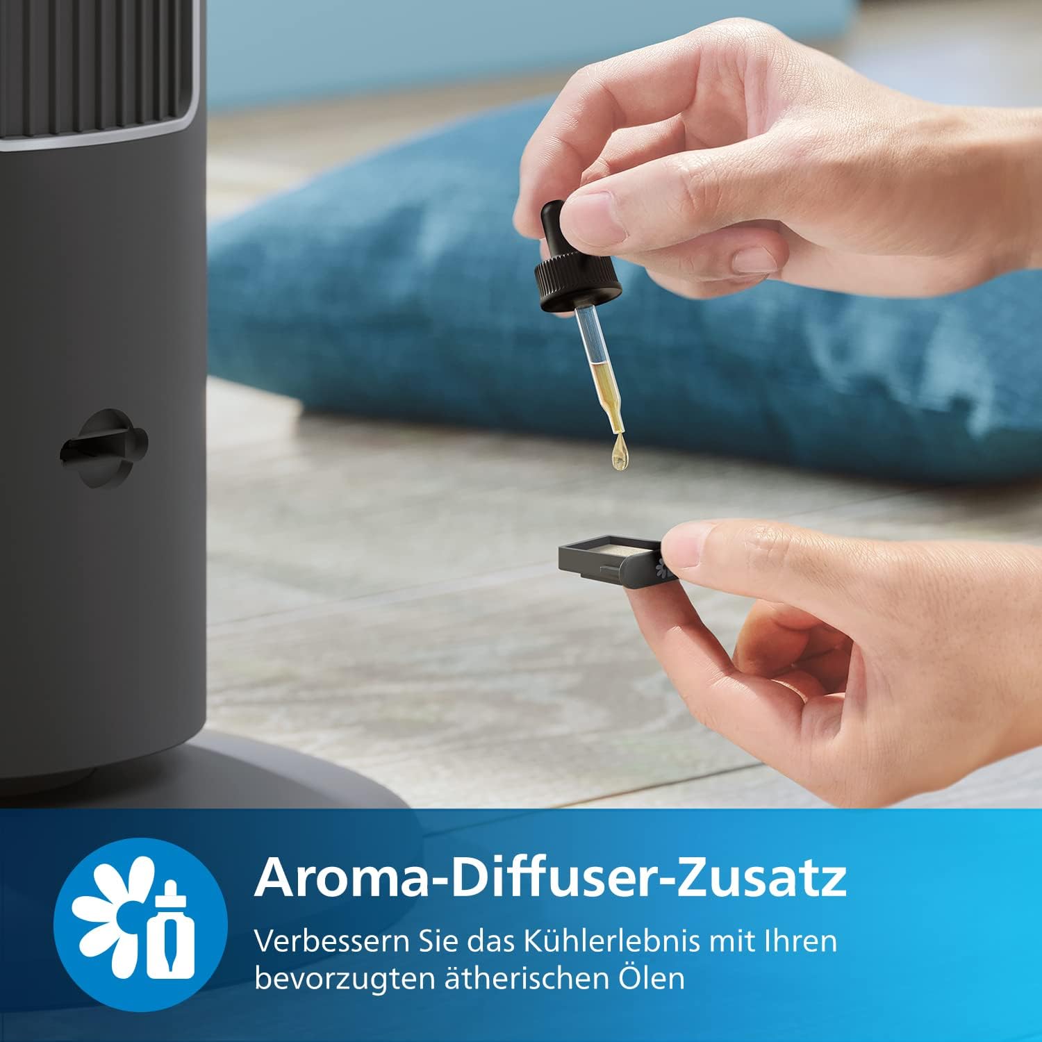 Thumbnail 5 de Philips Oszillierender Turmventilator 5000 Serie CX5535/11 – 105 cm, Fernbedienung, Timer, 3 Geschwindigkeiten, Aroma-Diffuser