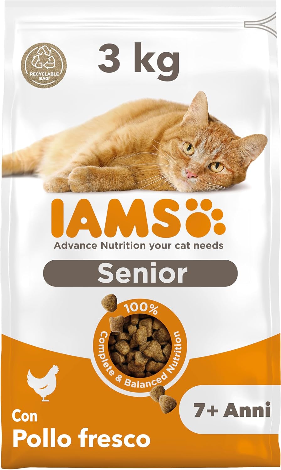 Detalle de IAMS Senior 7+ secco gatti da 3 kg