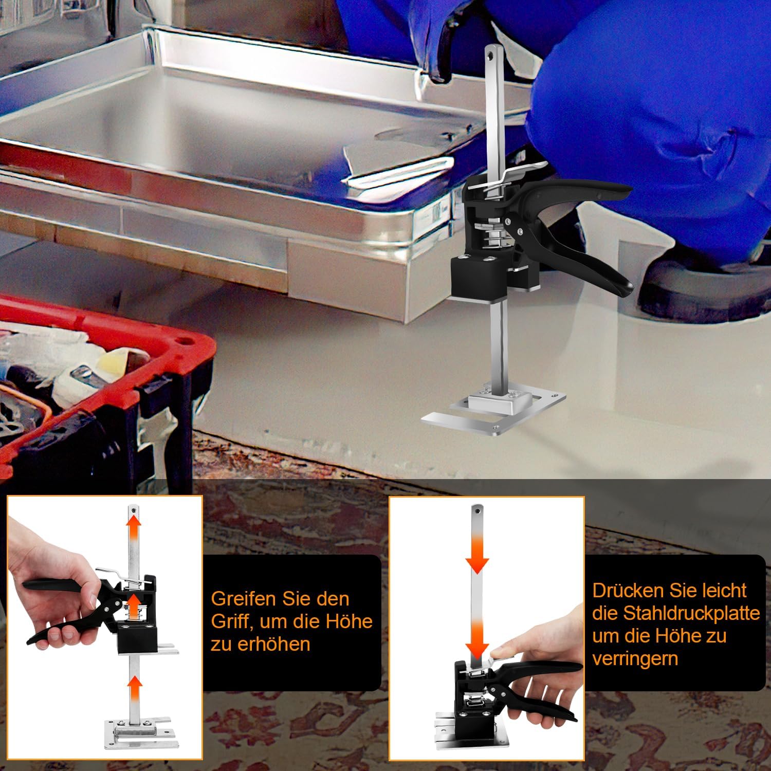 Thumbnail 2 de Ikodm Arbeitssparender Heber – 4 Stück, 30 cm Arm, bis zu 240 kg, vielseitiges Fliesen- und Möbelhebergwerkzeug