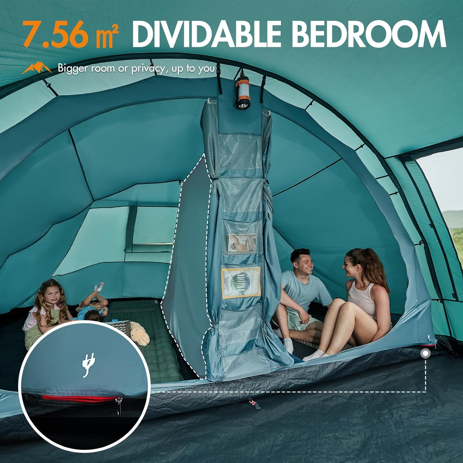 Thumbnail 3 de Portal Luxury 6 Man Tunnel Tent with Dividable Bedroom and Large Living Area