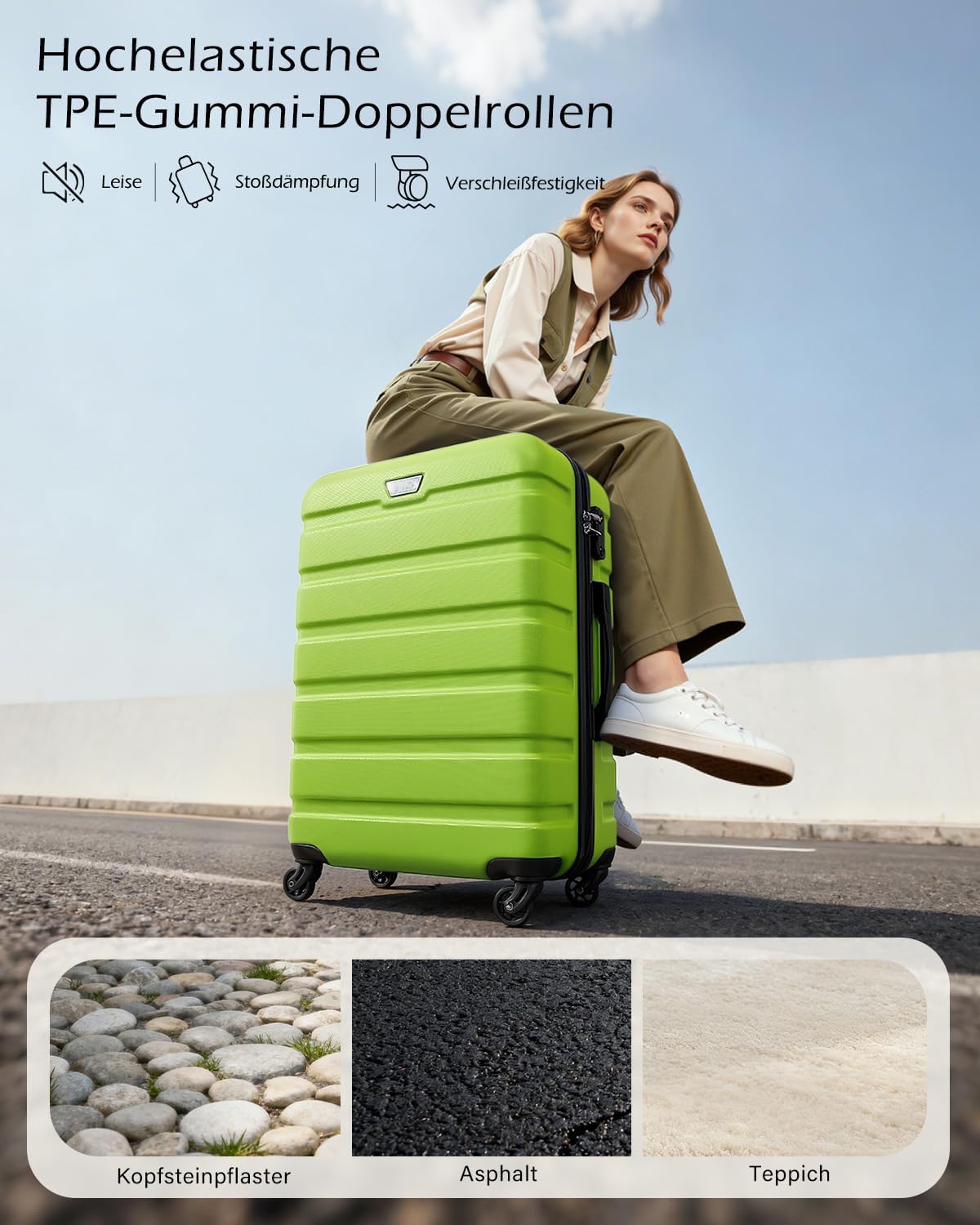 Detalle de COOLIFE Großkoffer 77 cm - Hartschale aus PC+ABS, 93 L, dunkelblau, 360° Spinner, TSA-Schloss