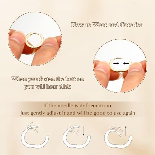 Thumbnail 5 de ATTILA 4 Pairs 14K Gold Plated Hoop Earrings for Women – 8/8/10/12 mm, 925 Silver Posts