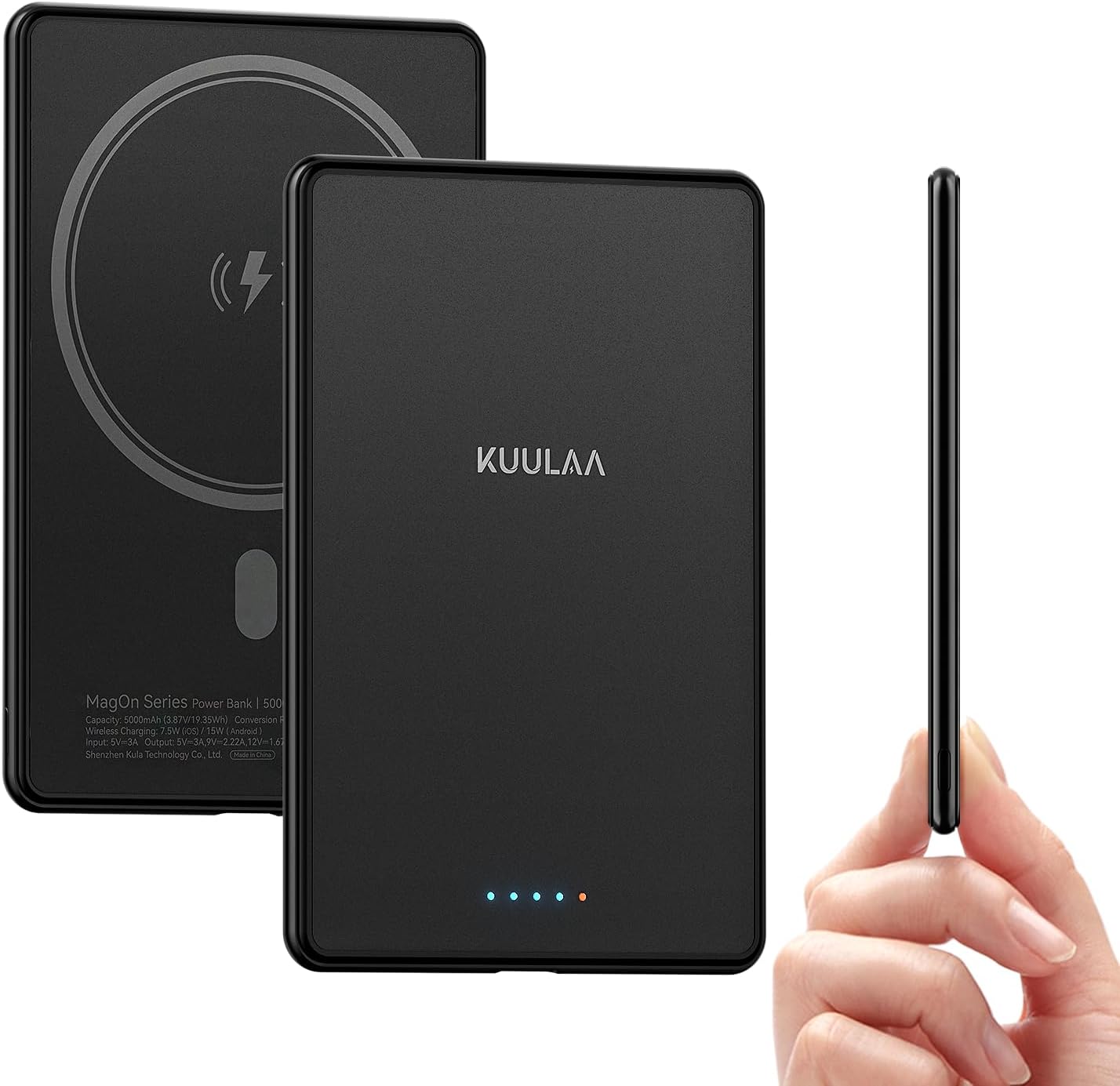 Detalle de Kuulaa Power Bank Ultra Slim MagSafe 5000 mAh: ricarica magnetica leggera e veloce per iPhone