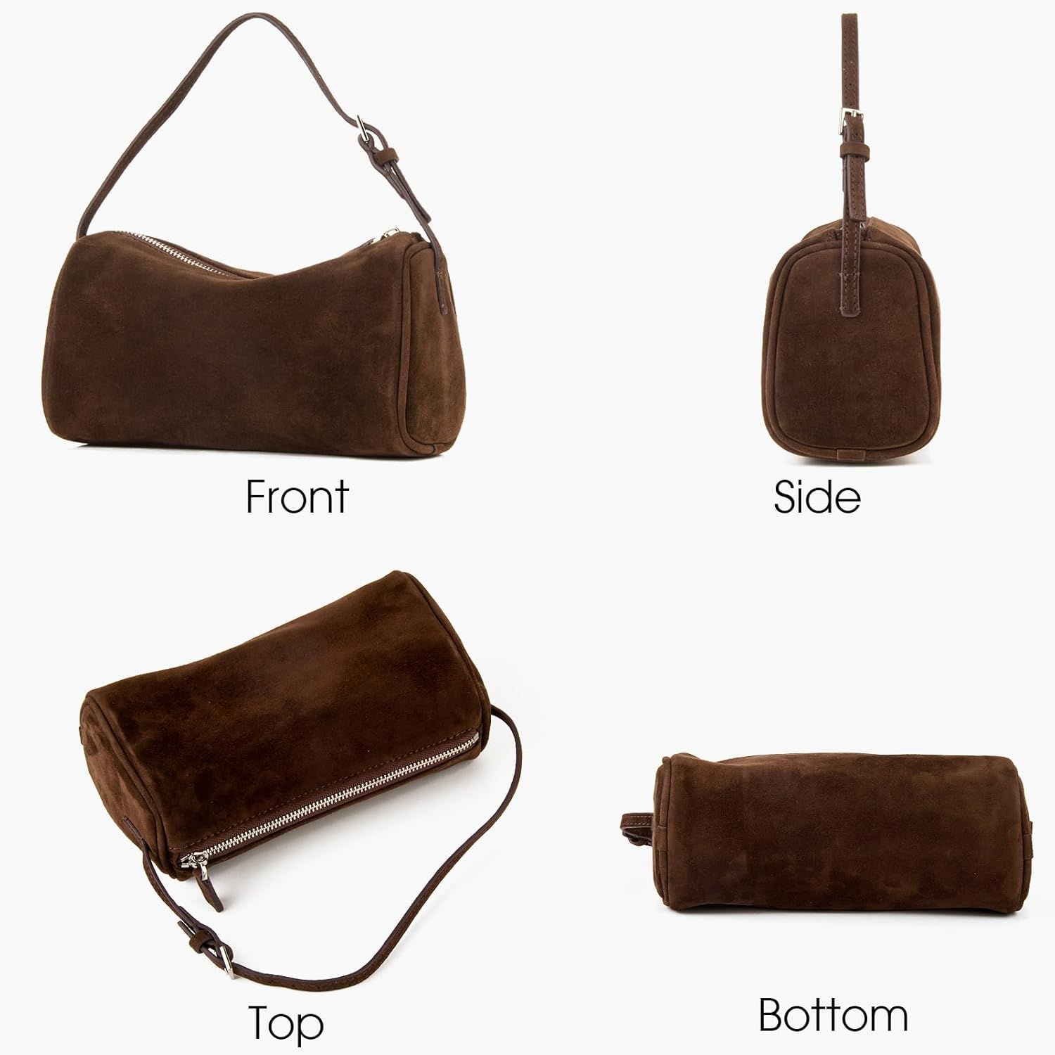 Detalle de DonnaIn Sac en Daim de Qualité Supérieure – Sac Bandoulière pour Femme en Daim, Petit Sac à Main en Cuir et Suède