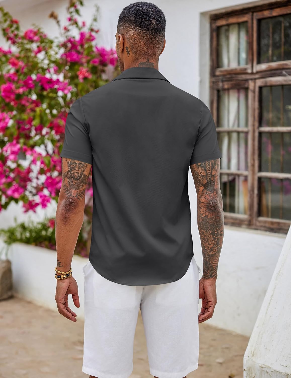 Thumbnail 2 de COOFANDY camicia uomo manica corta estate elasticizzata slim fit easy-iron (S–5XL)