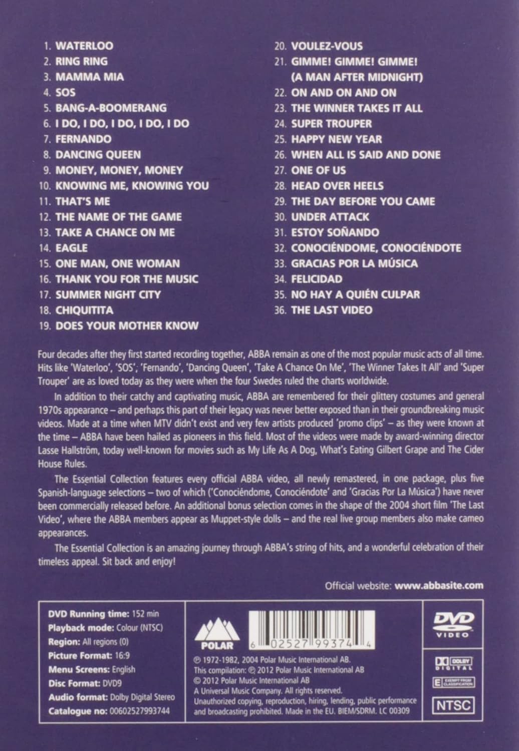 Detalle 2 de ABBA: The Essential Collection 0602527993744 DVD-Video, Widescreen Music Videos