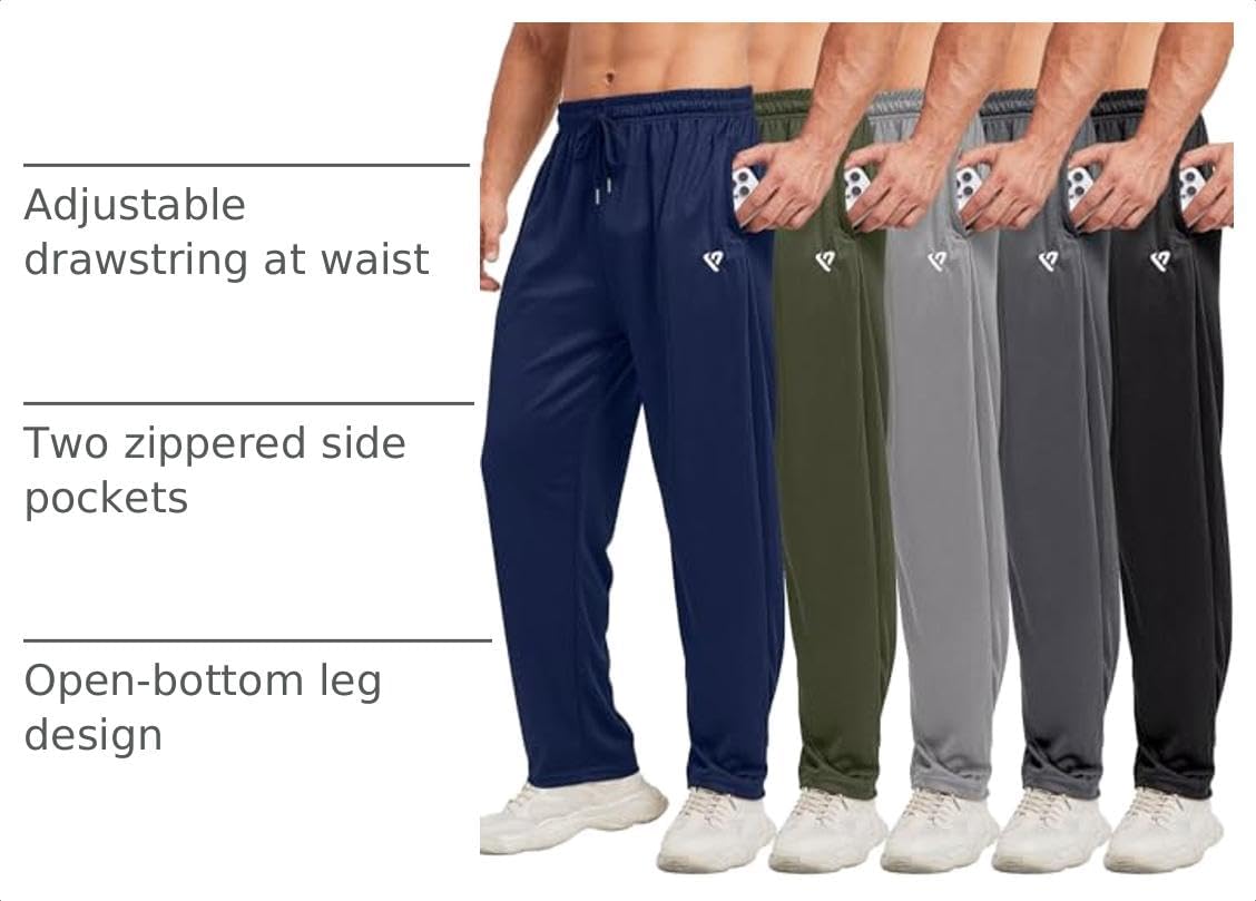 Detalle 2 de 5 Pack Mens Sweatpants Joggers with Zip Pockets