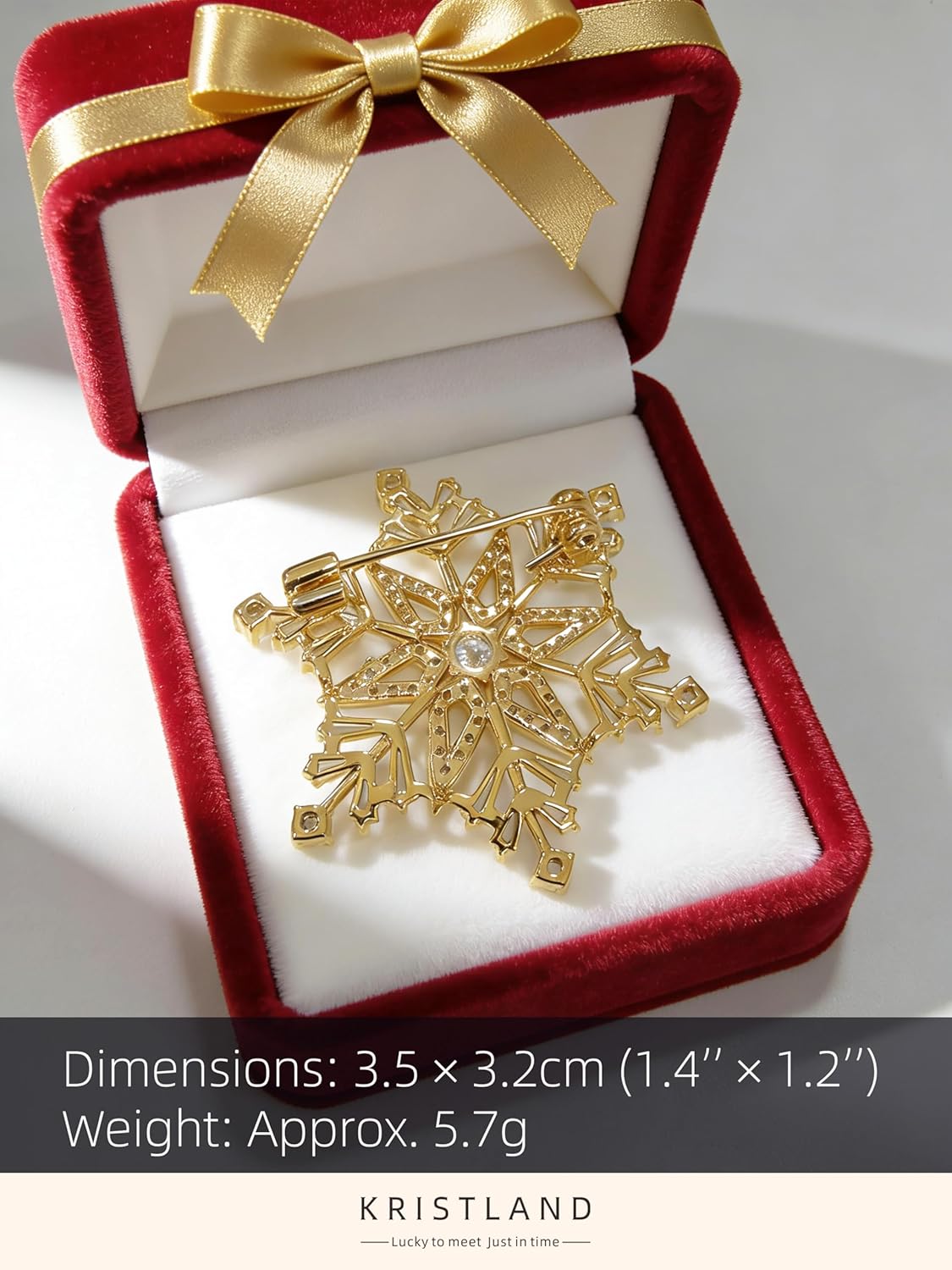 Thumbnail 6 de KristLand Damen Schneeflocken-Brosche in Weißgold-Optik mit Cubic-Zirkonia (Double-wear)