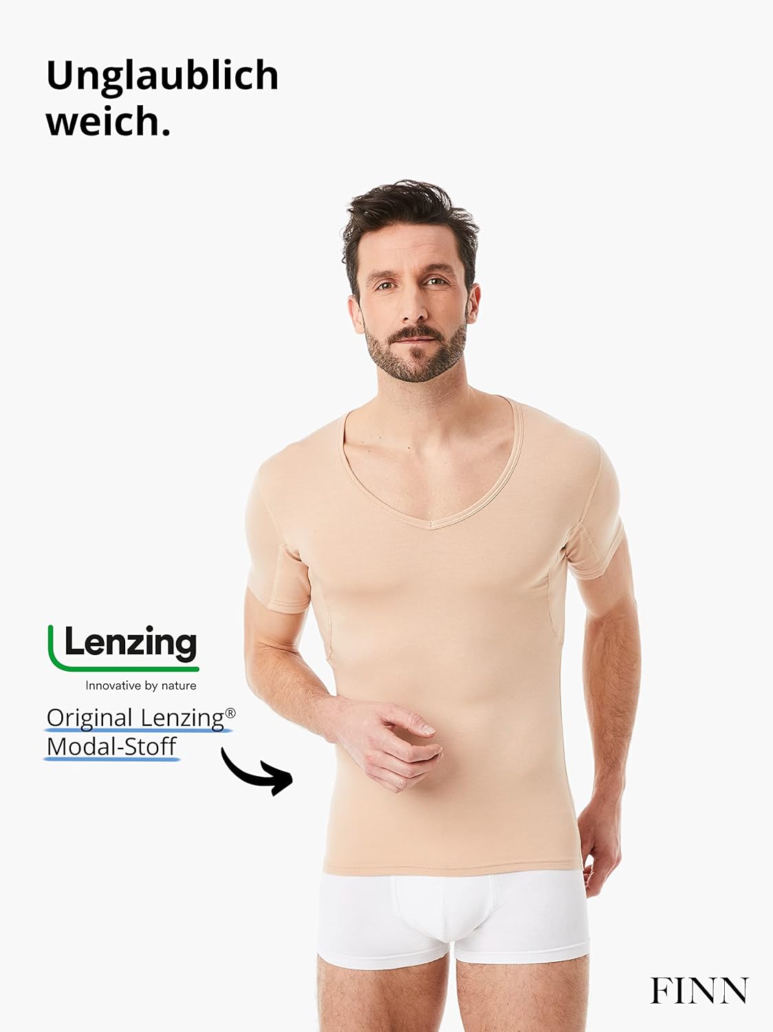 Thumbnail 4 de FINN Anti-Schweiß Shirt Herren: V-Ausschnitt mit integrierten Achselpads und Silvadur‑Geruchskontrolle