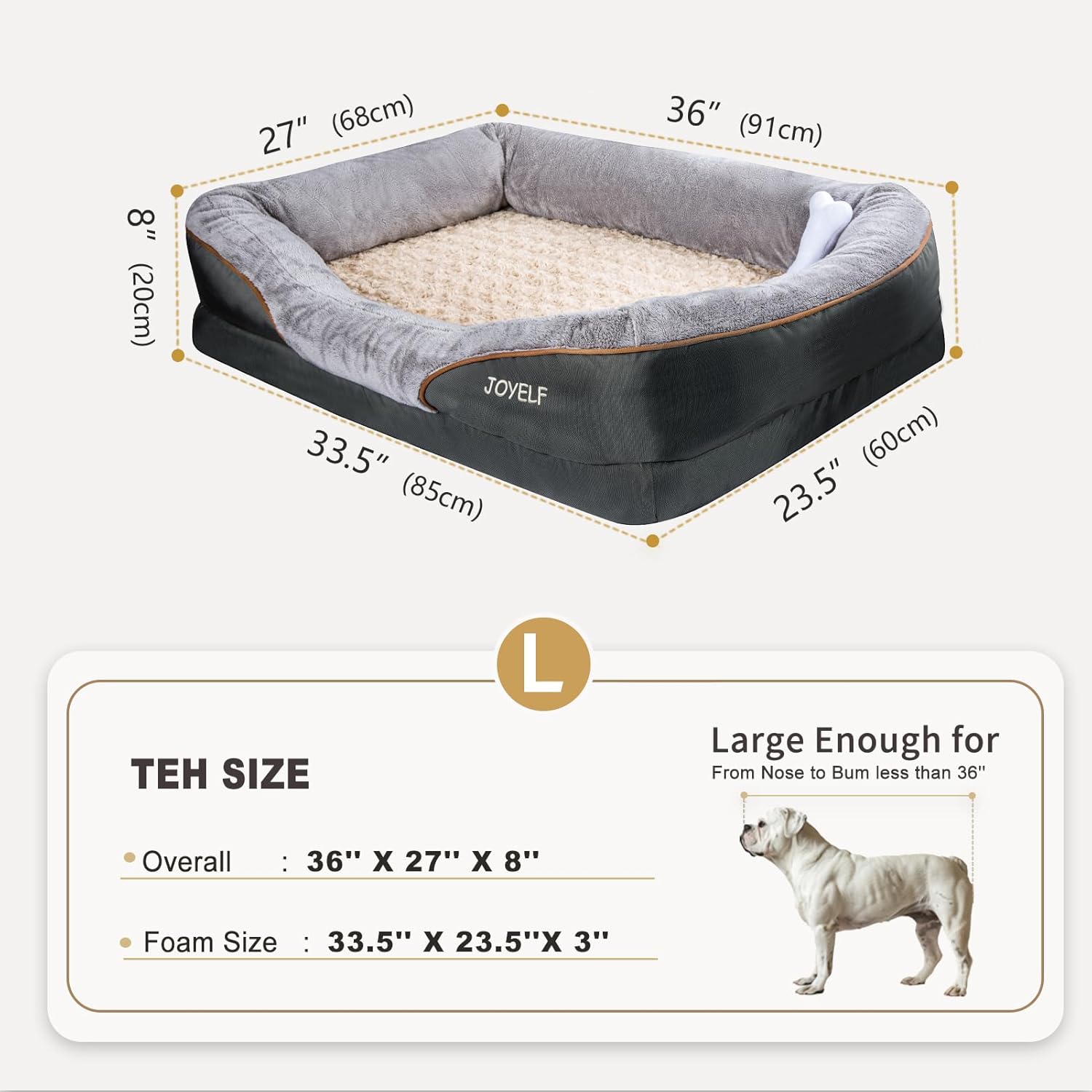 Detalle 2 de JOYELF Large Memory Foam Dog Bed