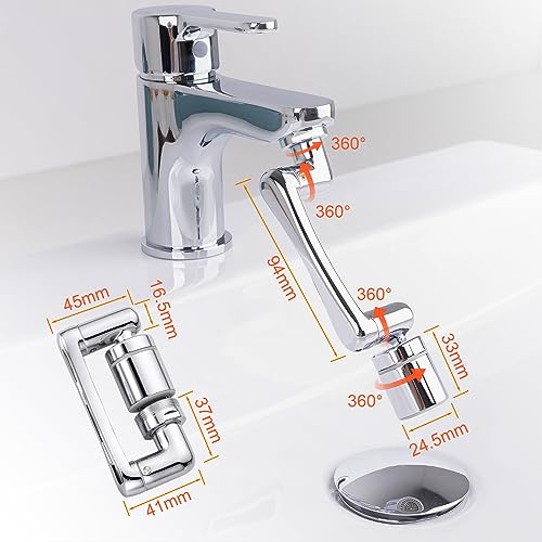 Detalle 2 de Ibergrif M91006 Aireador giratorio 1440° para grifo, 3 roscas 🎛