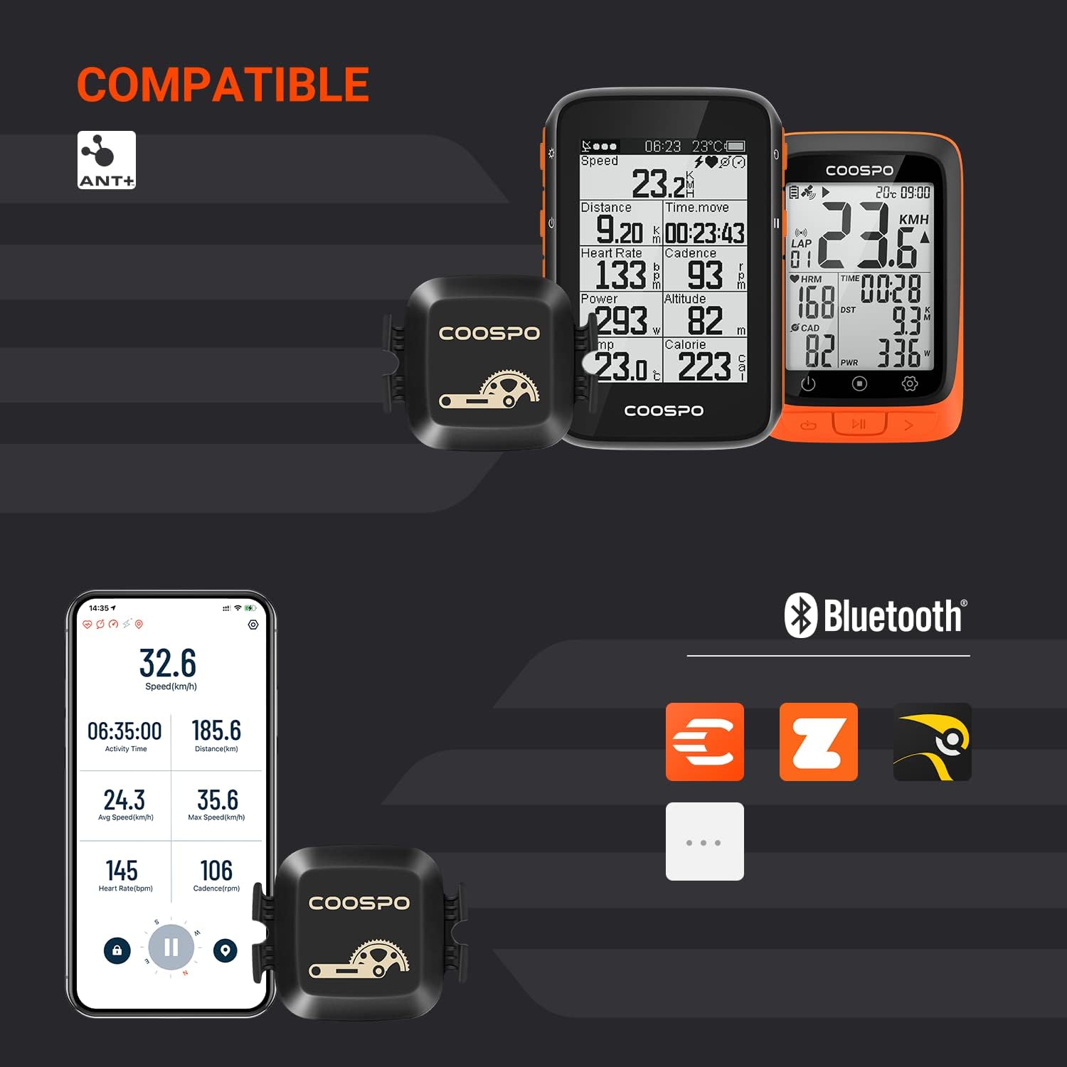 Detalle de COOSPO BK467 cadence and speed sensor