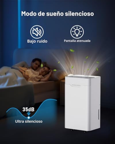 Detalle 1 de PIAZCEW deshumidificador de 12 L/día con 3 modos y drenaje continuo