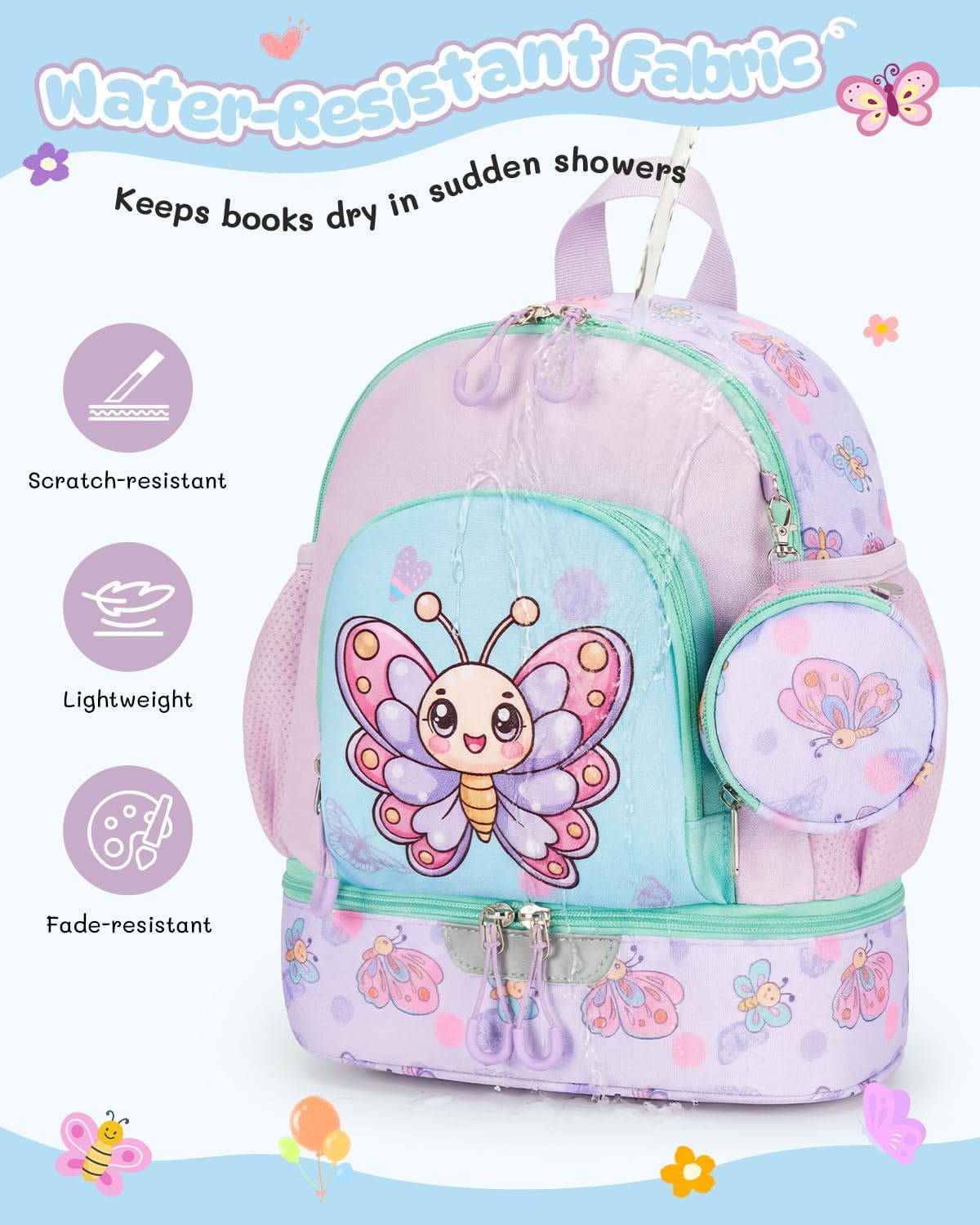 Thumbnail 6 de PROTAURI Sac à Dos Enfant Maternelle Papillon – 11,5 L, isolation et sécurité