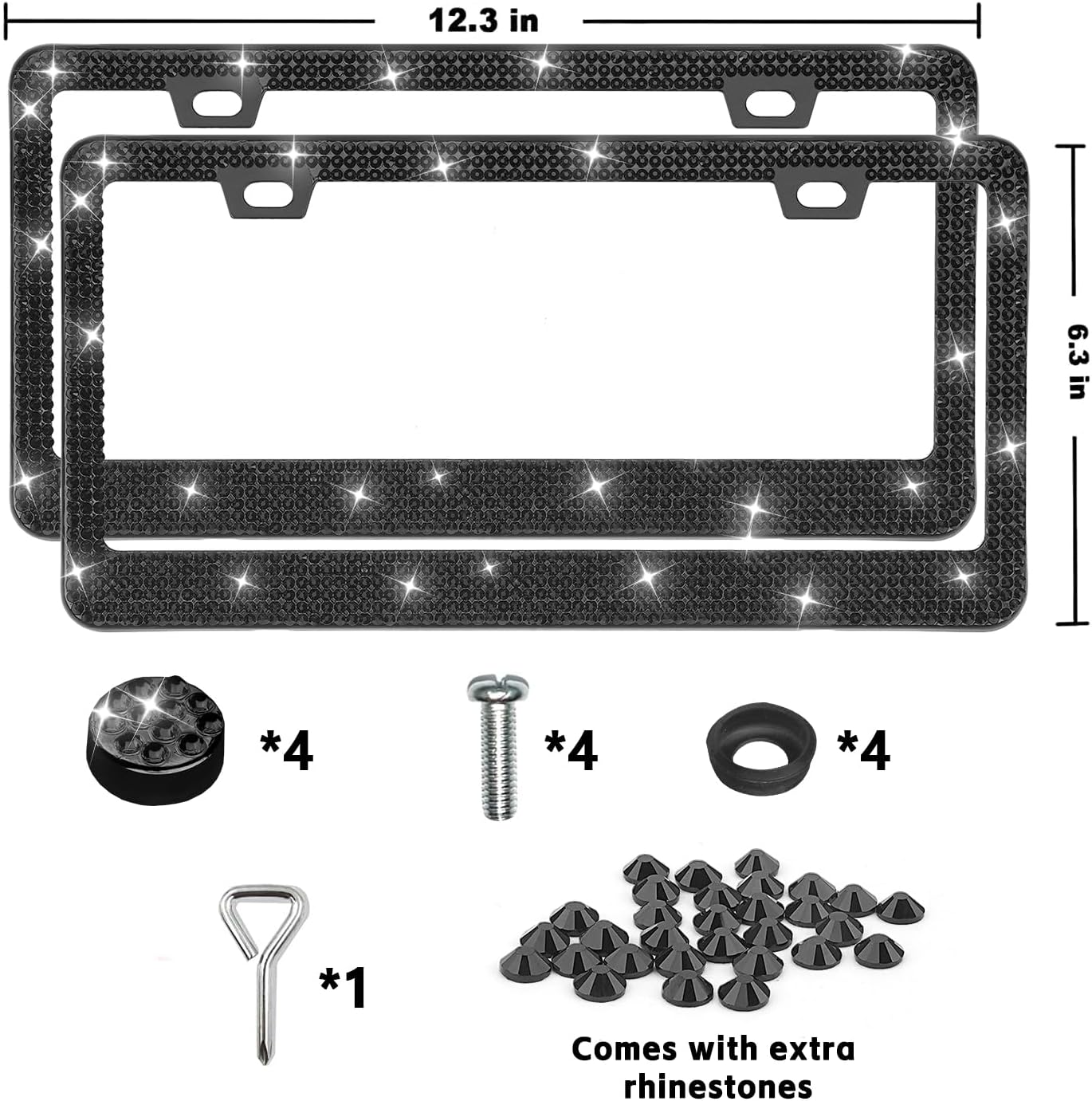 Thumbnail 4 de Luxury Bling License Plate Frames 2 Pack