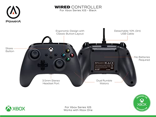 Detalle de PowerA Wired Controller for Xbox Series X|S — Black