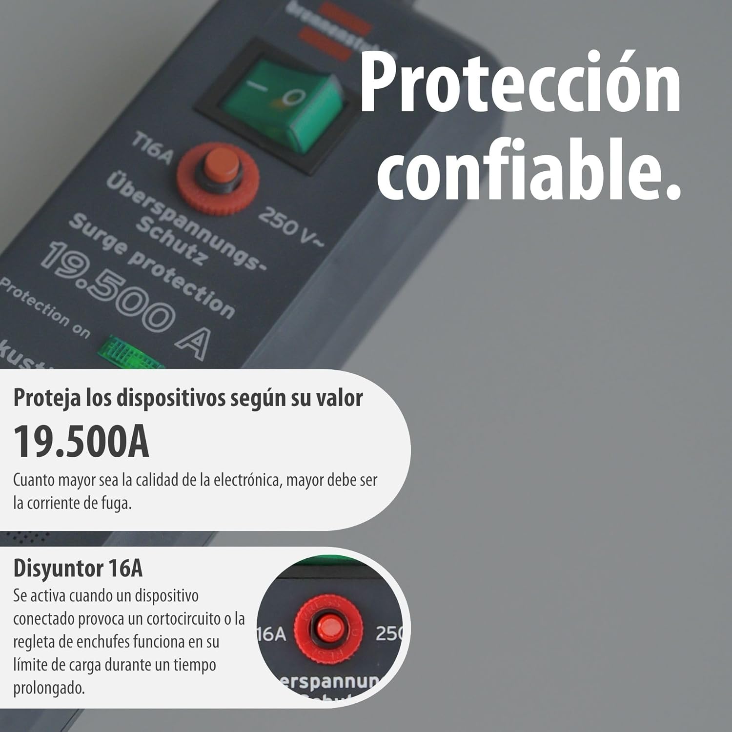 Thumbnail 5 de Brennenstuhl Secure-Tec regleta 6 tomas 3 m