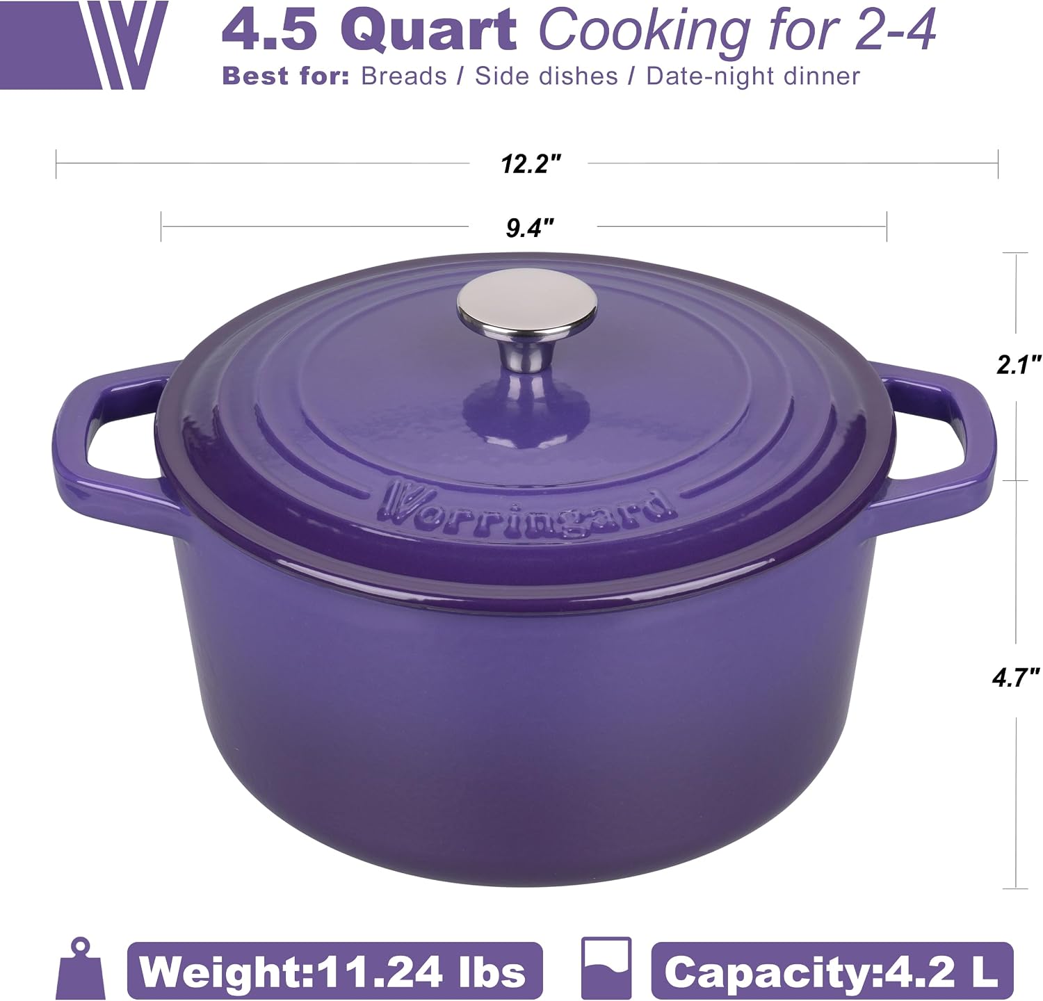 Detalle 2 de VORRINGARD 4.5QT Dutch Oven for Bread Baking 🍞
