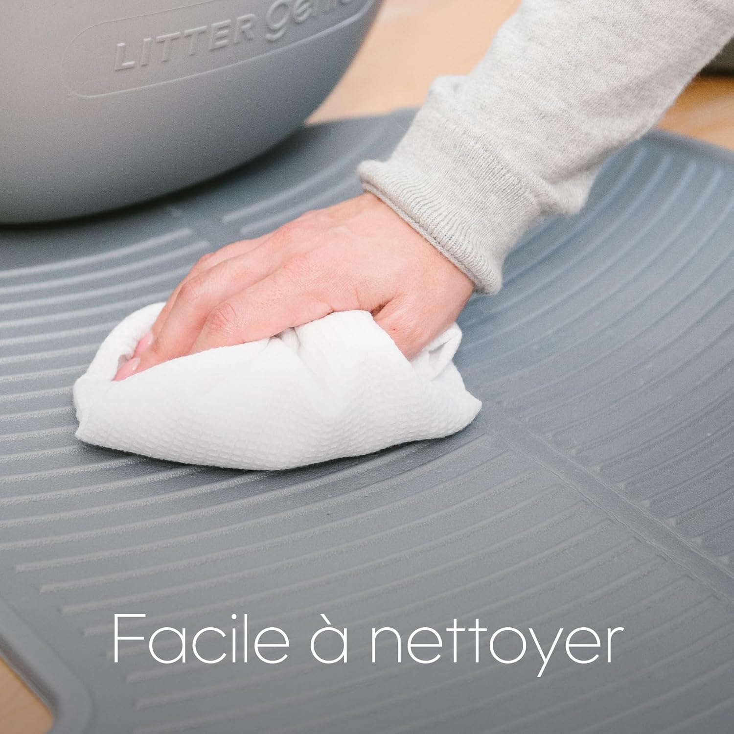 Detalle de Tapis à litière Litter Genie pour bac à litière : pratique pour limiter les grains autour