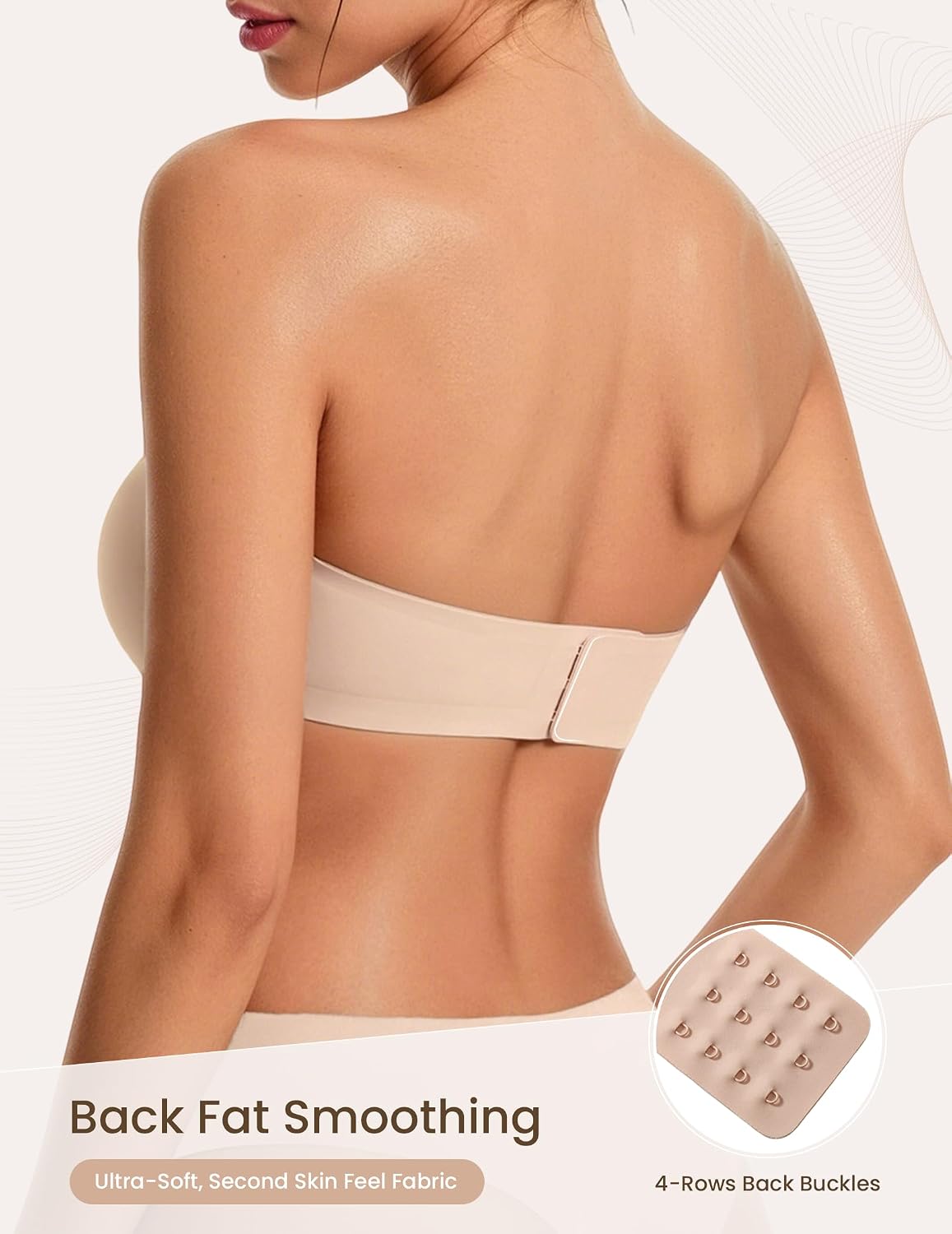 Detalle de Avidlove Strapless Bandeau Bra, Wireless Padded Push-Up Seamless Tube Top