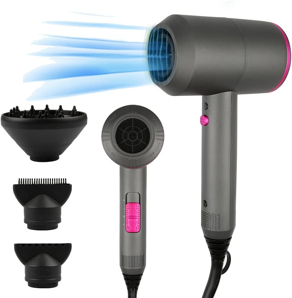 Thumbnail 6 de Dekuri Hair Dryer Professional Ionic Hairdryer with 2 Speeds, 3 Heats, Cool Shot, Diffuser & 2 Concentrators