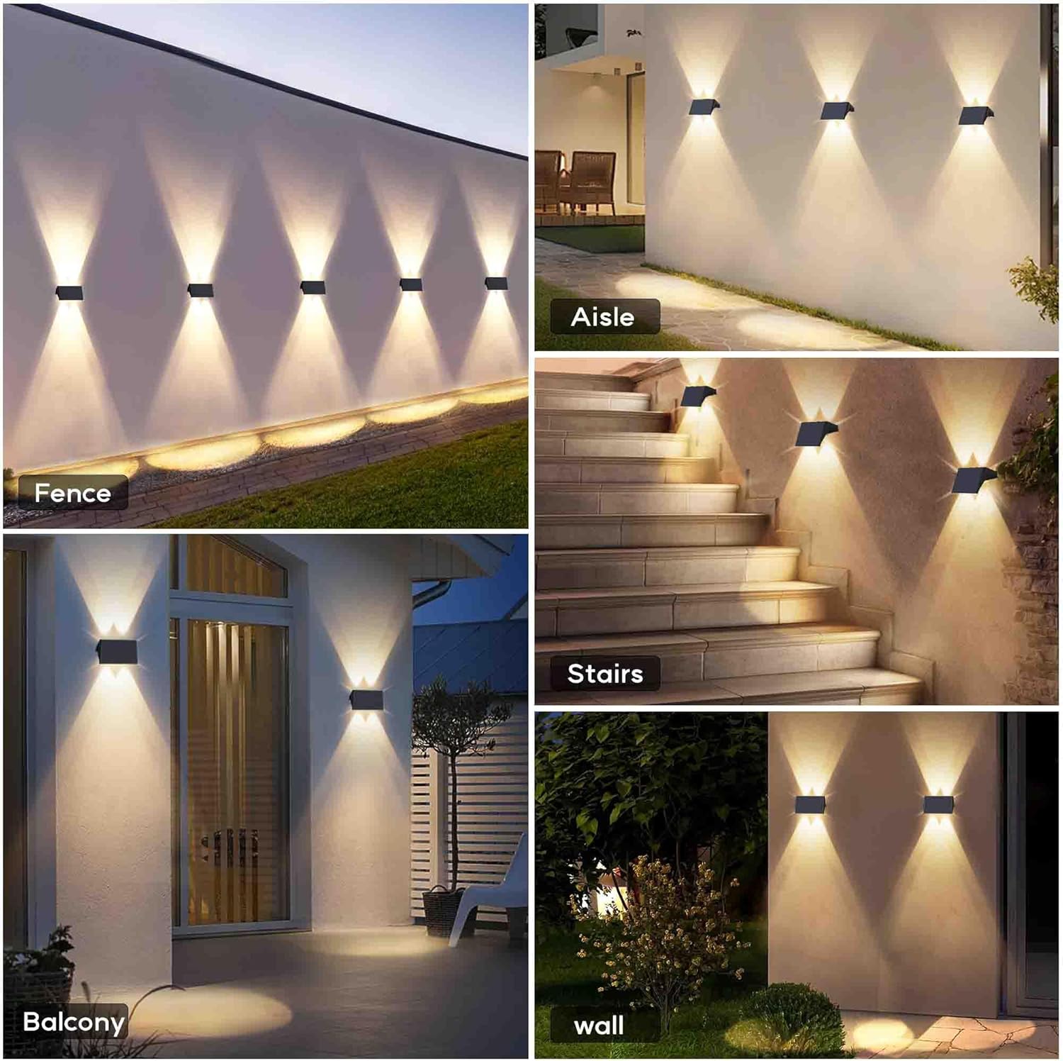 Thumbnail 6 de IIRARA Solar Fence Lights 12 Pack (Warm White) – Up & Down Outdoor Wall Lights