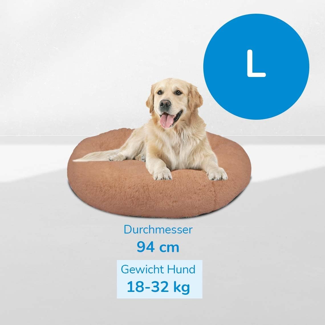 Detalle 2 de Mediashop Peaceful Pooch L – beżowe legowisko dla psa 94 cm, pluszowe
