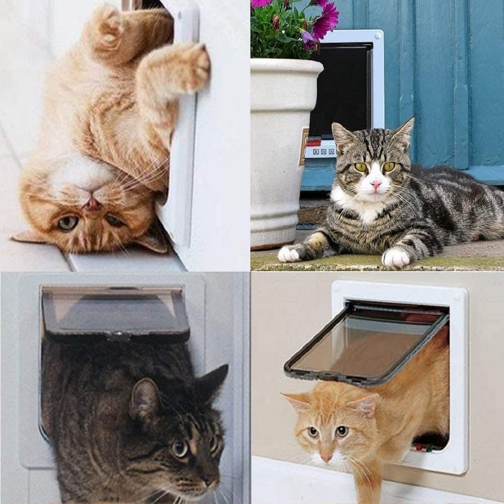 Detalle de Sailnovo sportello per cani e gatti a 4 vie con chiusura magnetica e telaio telescopico Cat Flap