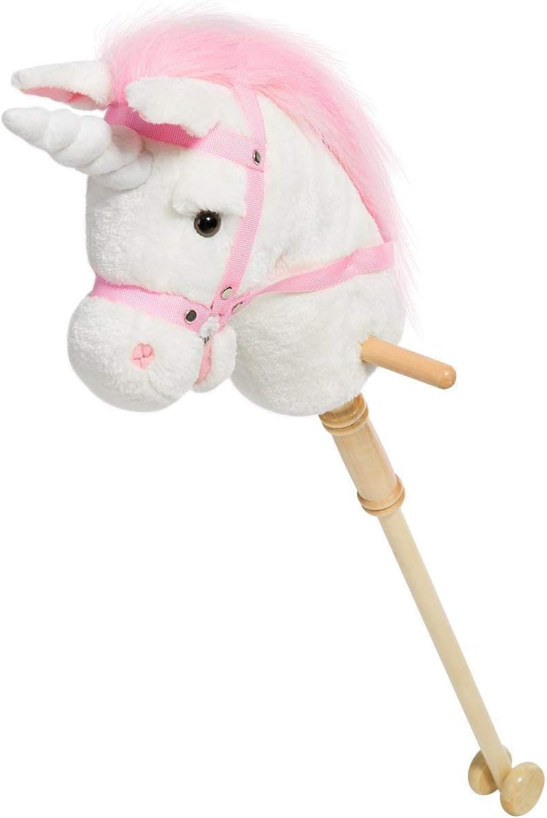 Thumbnail 5 de iBonny 36-Inch White Hobby Horse with Grip Handles and Wheels Unicorn Plush Toy