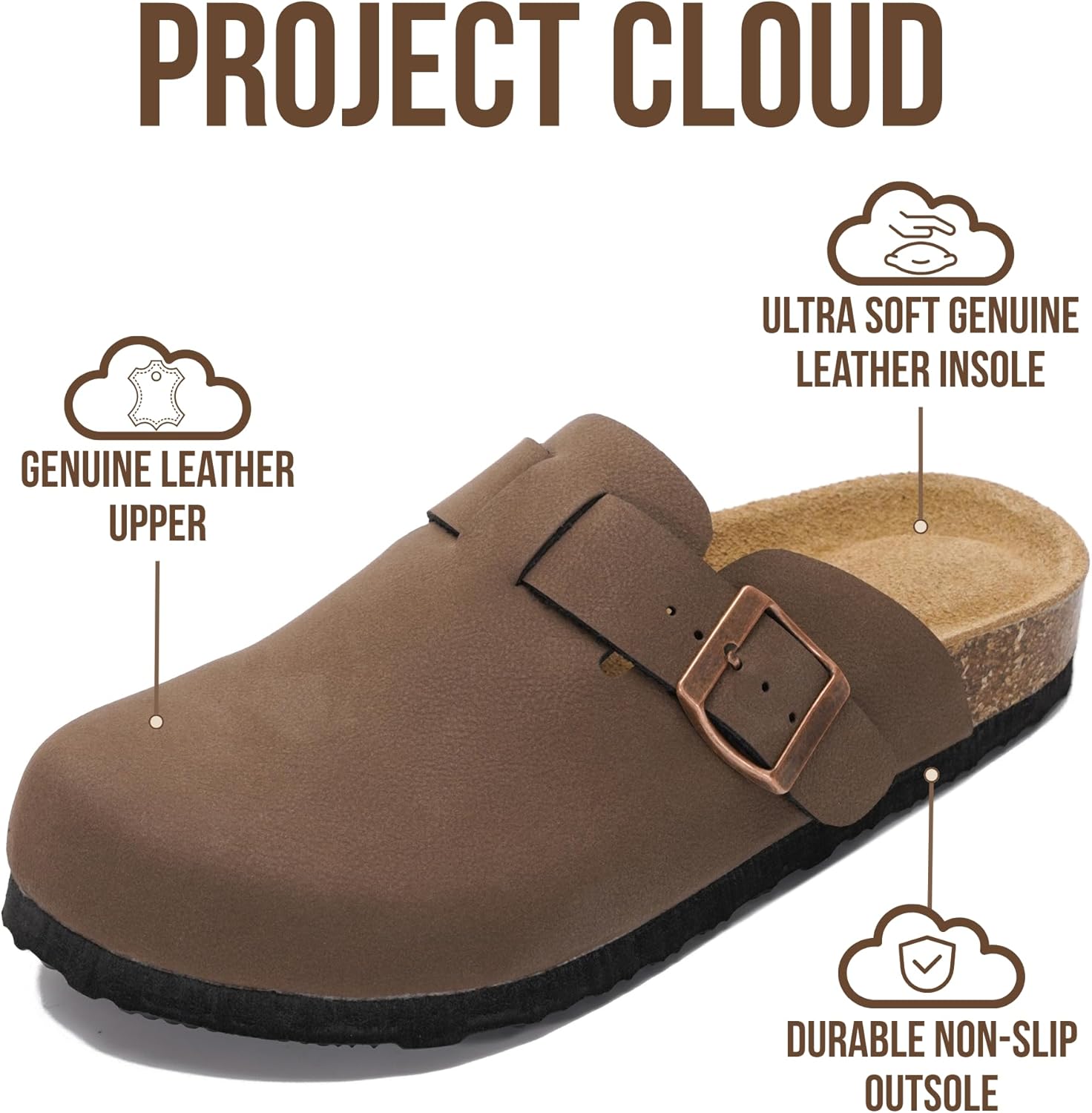 Thumbnail 2 de Project Cloud 100% Genuine Leather Footbed Clogs for Women