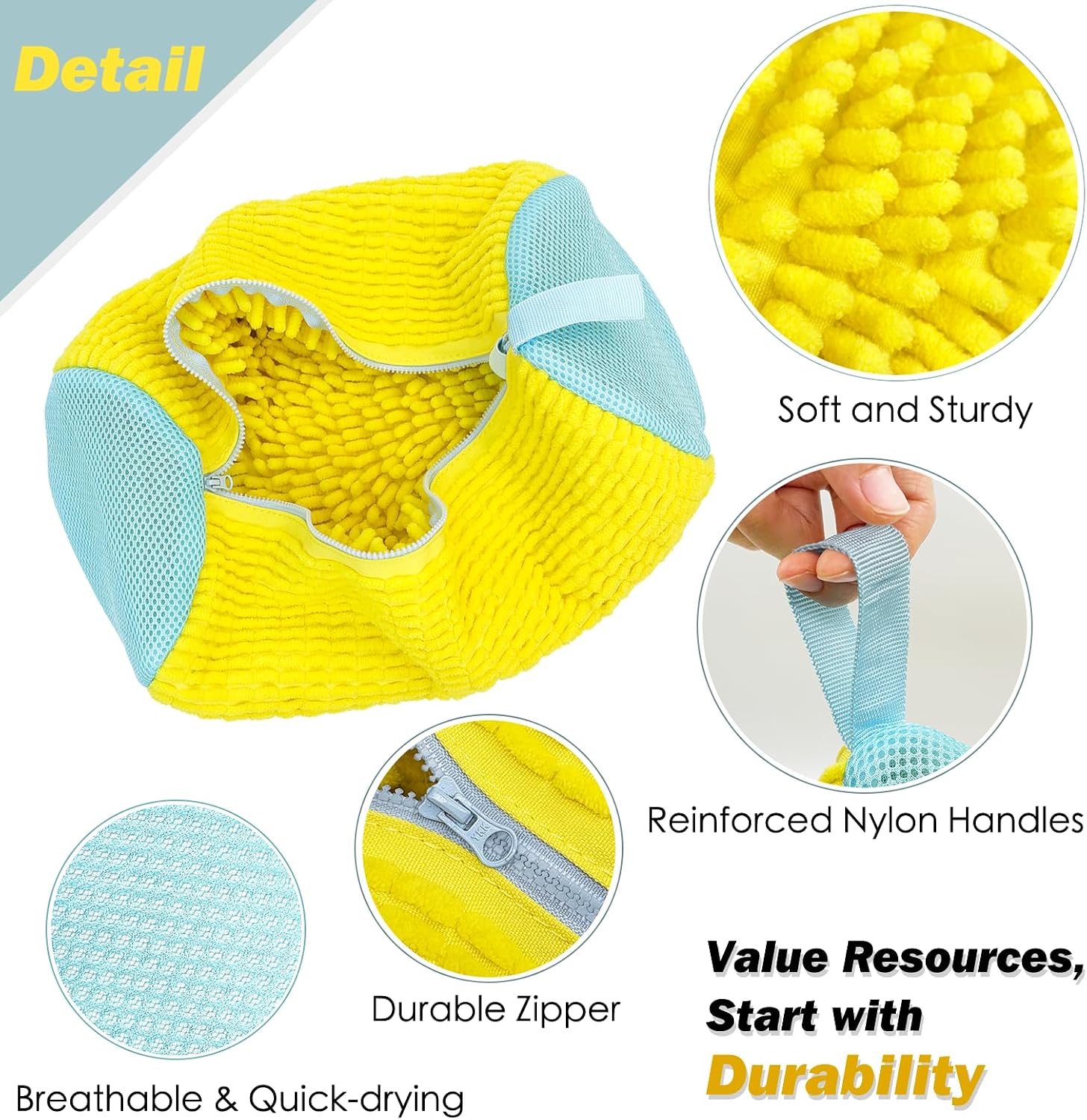 Thumbnail 3 de Shoe Washing Machine Bag (Pro Yellow, 1 Pack) – Reusable, Self-Locking Zipper, Microfiber Interior