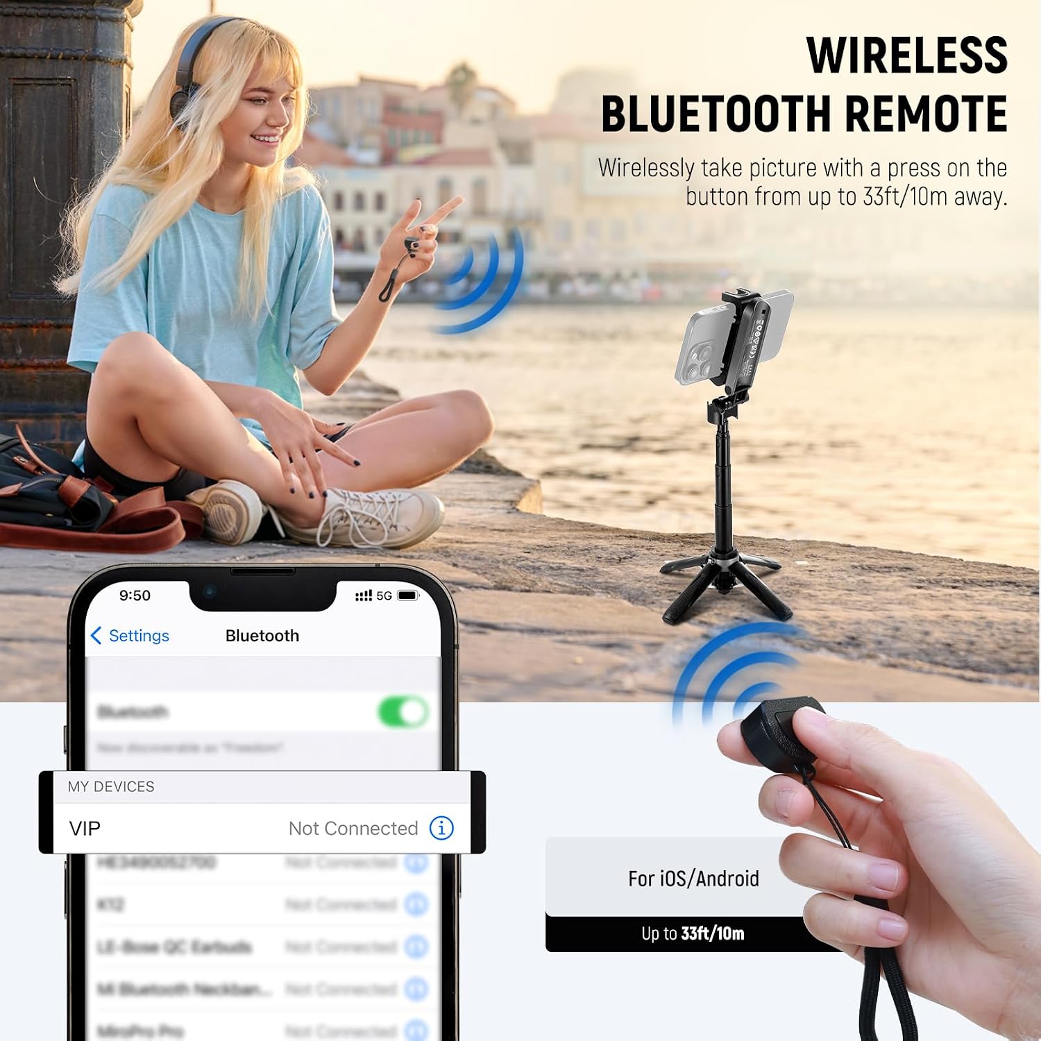Thumbnail 6 de NEEWER Perche à Selfie 3 en 1 avec Déclencheur Bluetooth Amovible – Mini Trépied léger pour iPhone