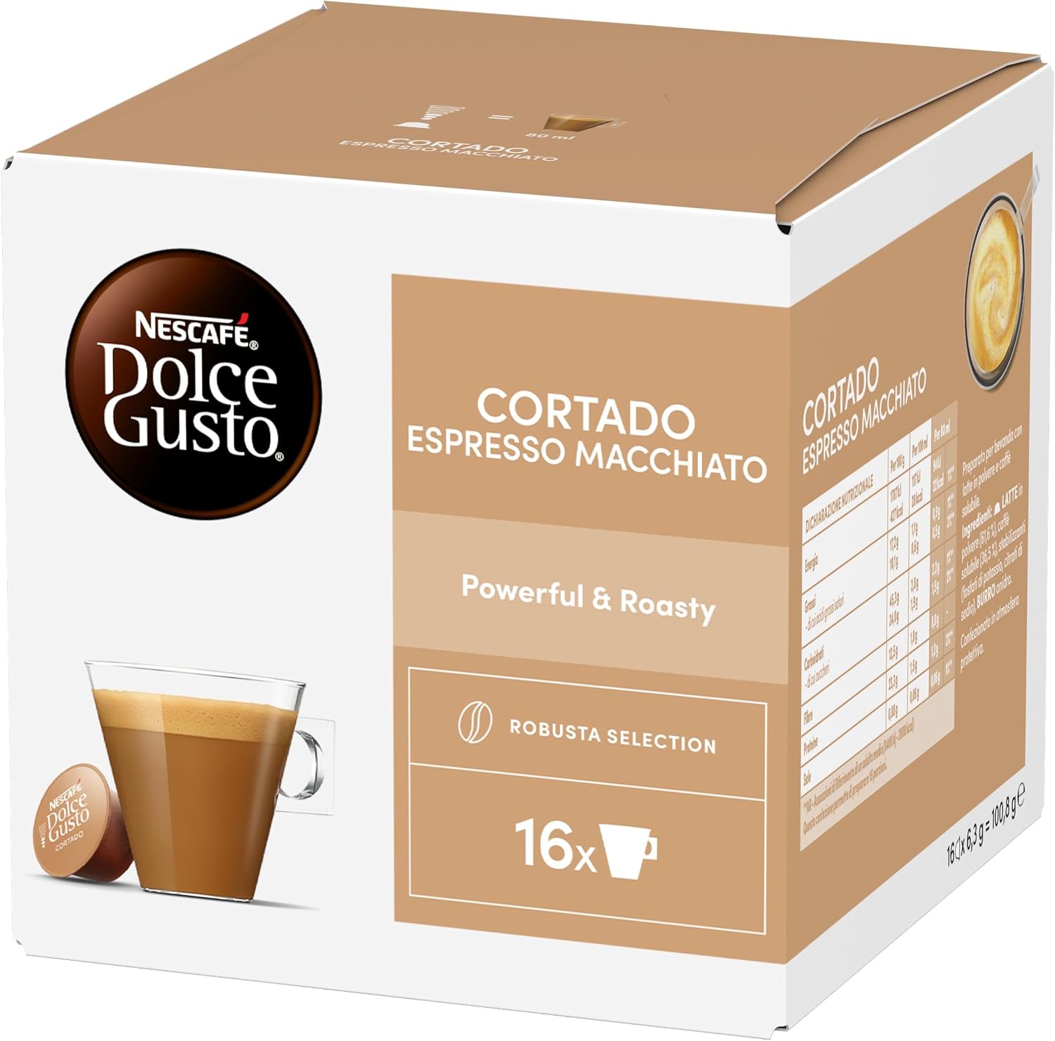 Detalle de NESCAFÉ DOLCE GUSTO Cortado Espresso Macchiato Caffè – 96 capsule compatibili da 6 confezioni da 16