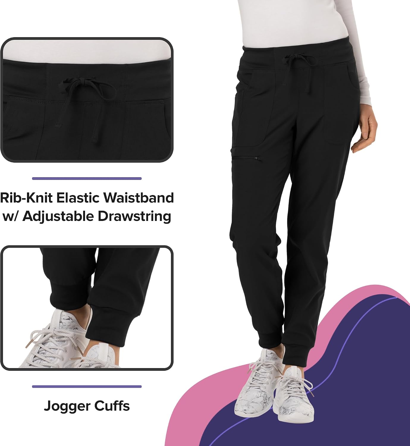 Thumbnail 4 de HeartSoul HS030 Women's Scrub Jogger Pants, 5 Pockets, Moisture-Wicking Fabric