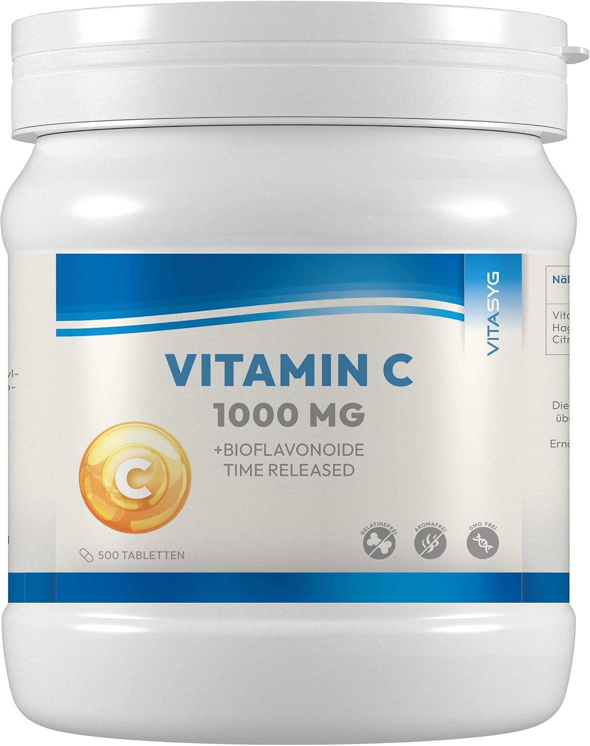 Detalle 1 de Vitasyg Vitamin C 1000 mg Time-Release Tabletten (365 Stück) – vegan
