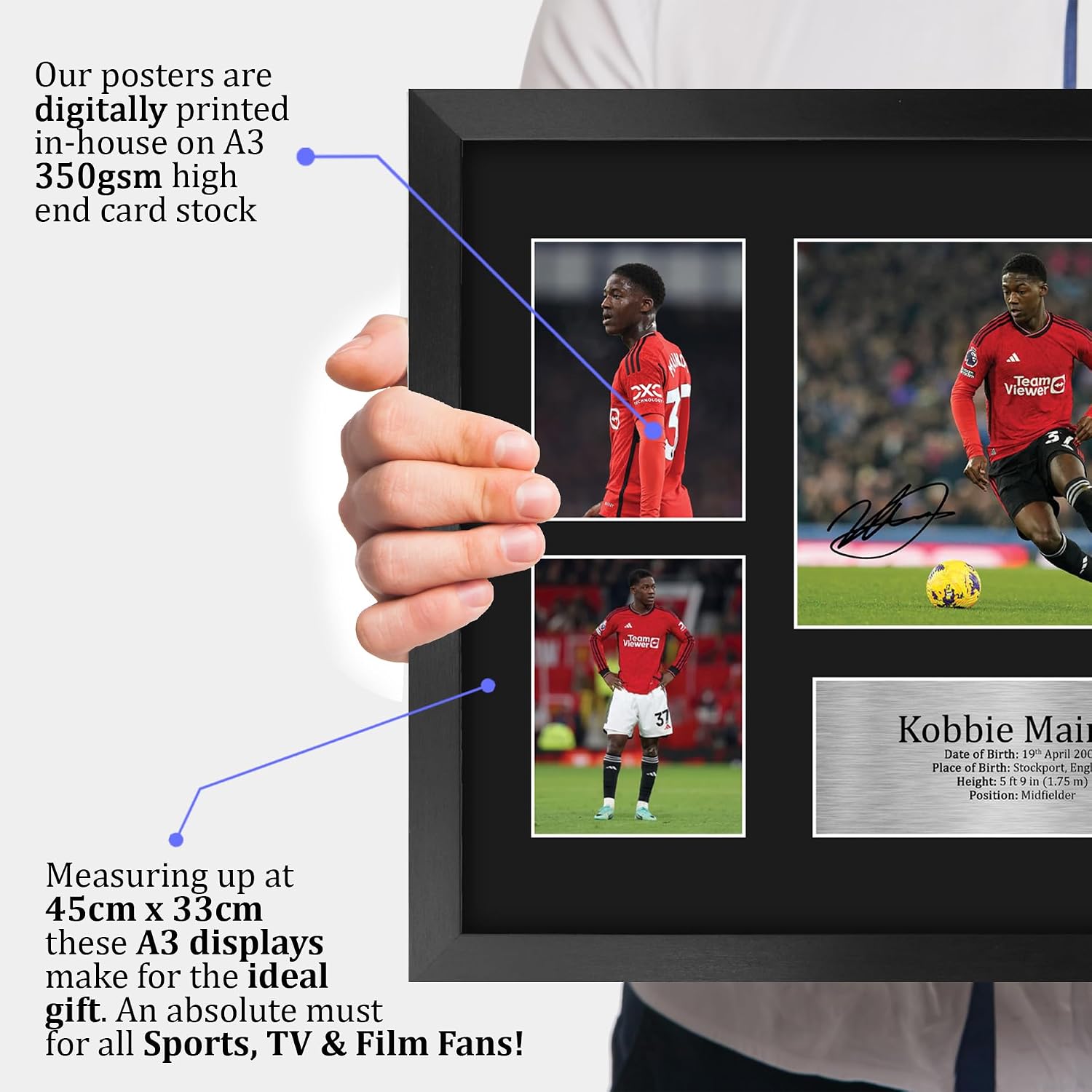 Thumbnail 2 de HWC Trading FR A3 Kobbie Mainoo Signed Photo Display