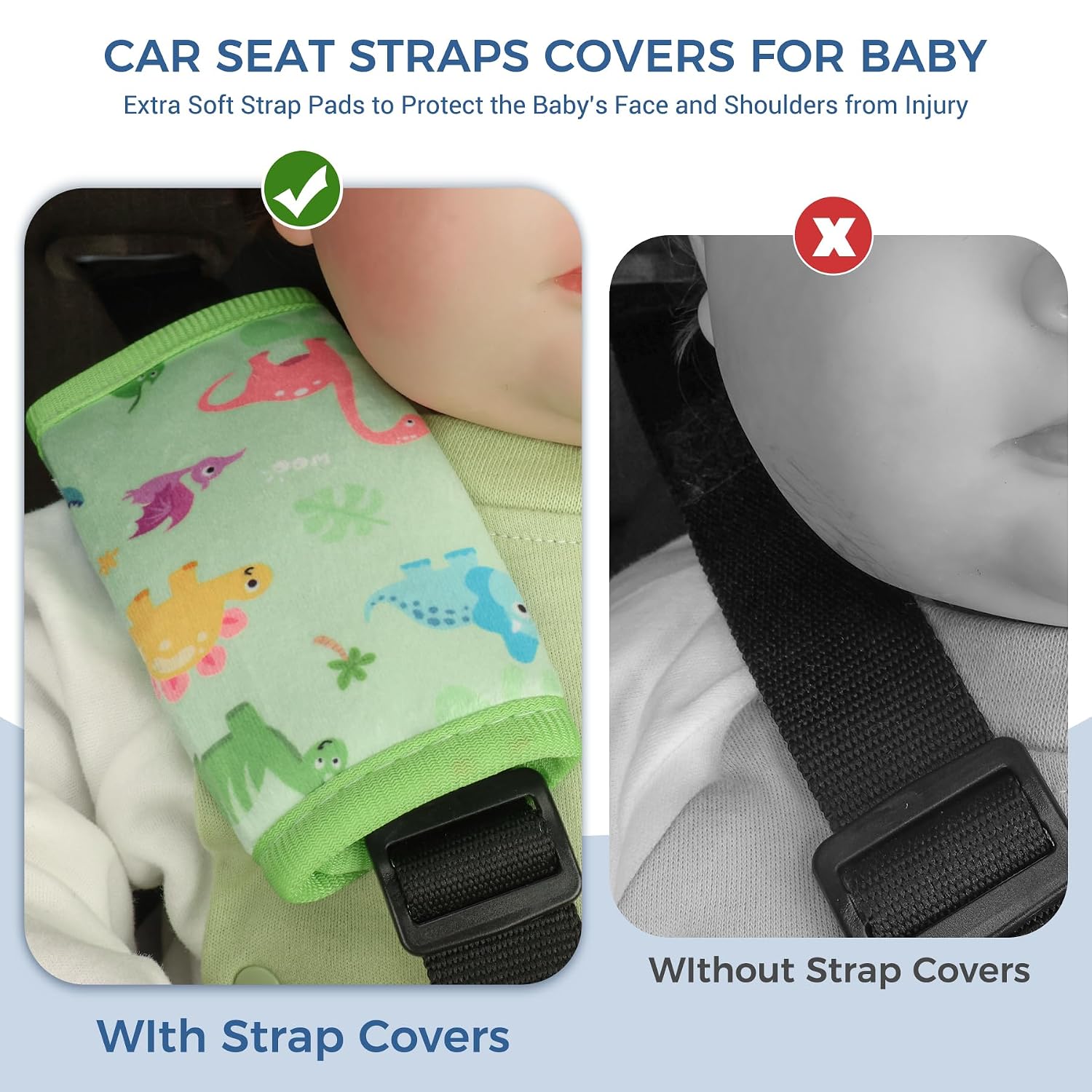Detalle de COOLBEBE Car Seat Strap Shoulder Pads, Soft Velvet-Touch Covers for Kids