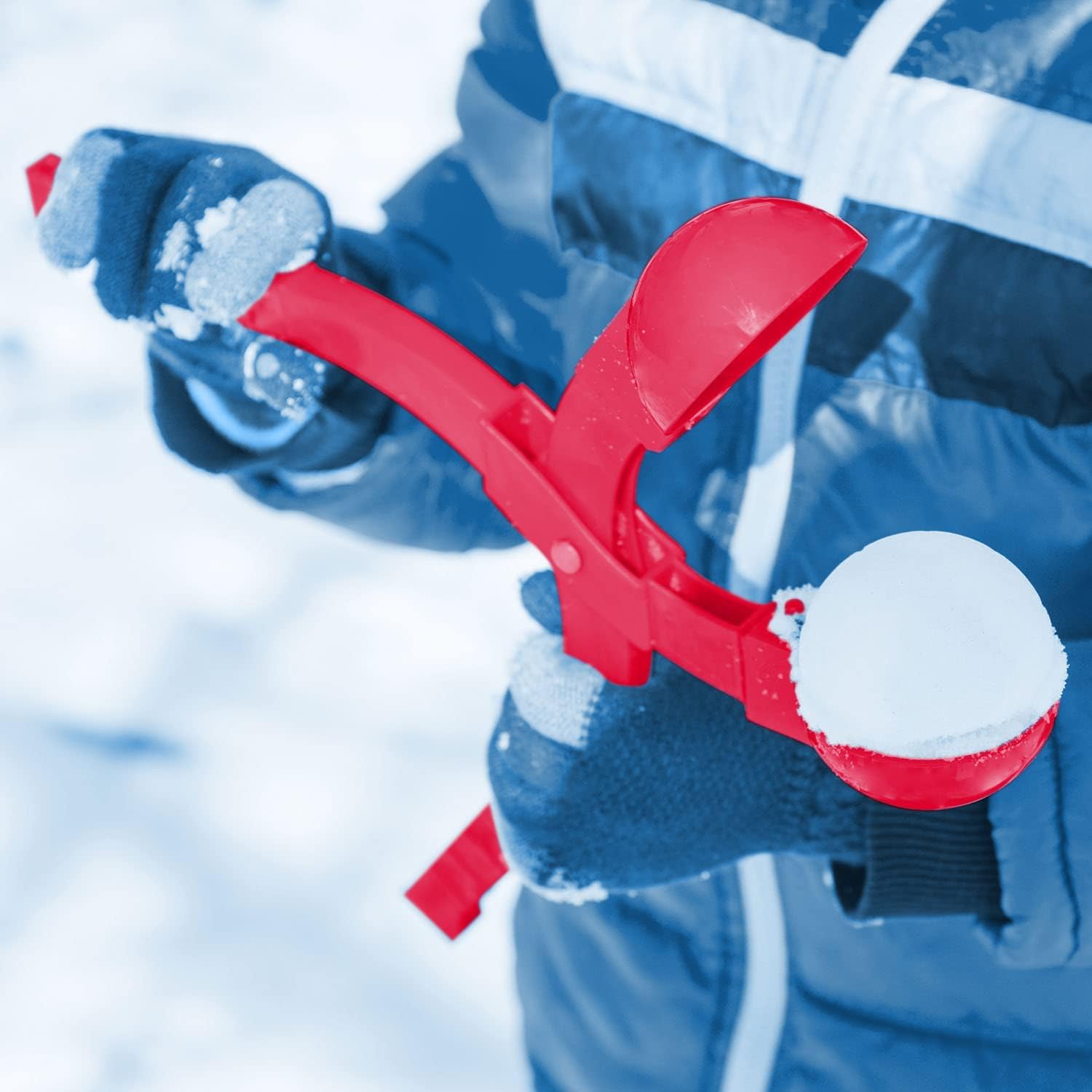 Detalle de Pince à Boules de Neige 2e génération pour boules parfaites de 7 cm – 38 cm, couleur aléatoire (rouge/bleu) – 1 pièce
