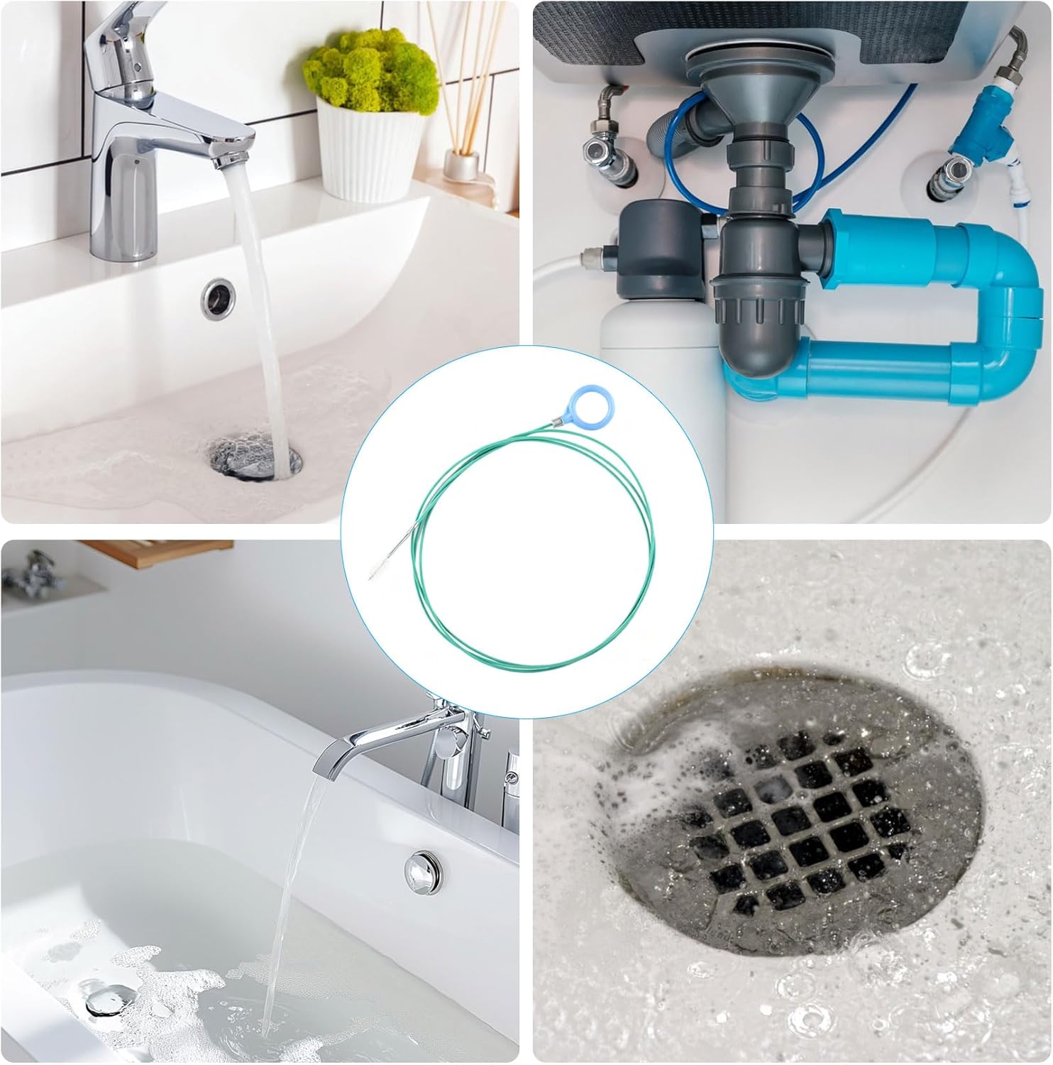 Thumbnail 3 de 5 Pcs Flexible Drain Snake Unblocker Tools (78.7 in) for Bathroom Sinks, Shower, Toilet & Pipe Hair Clogs
