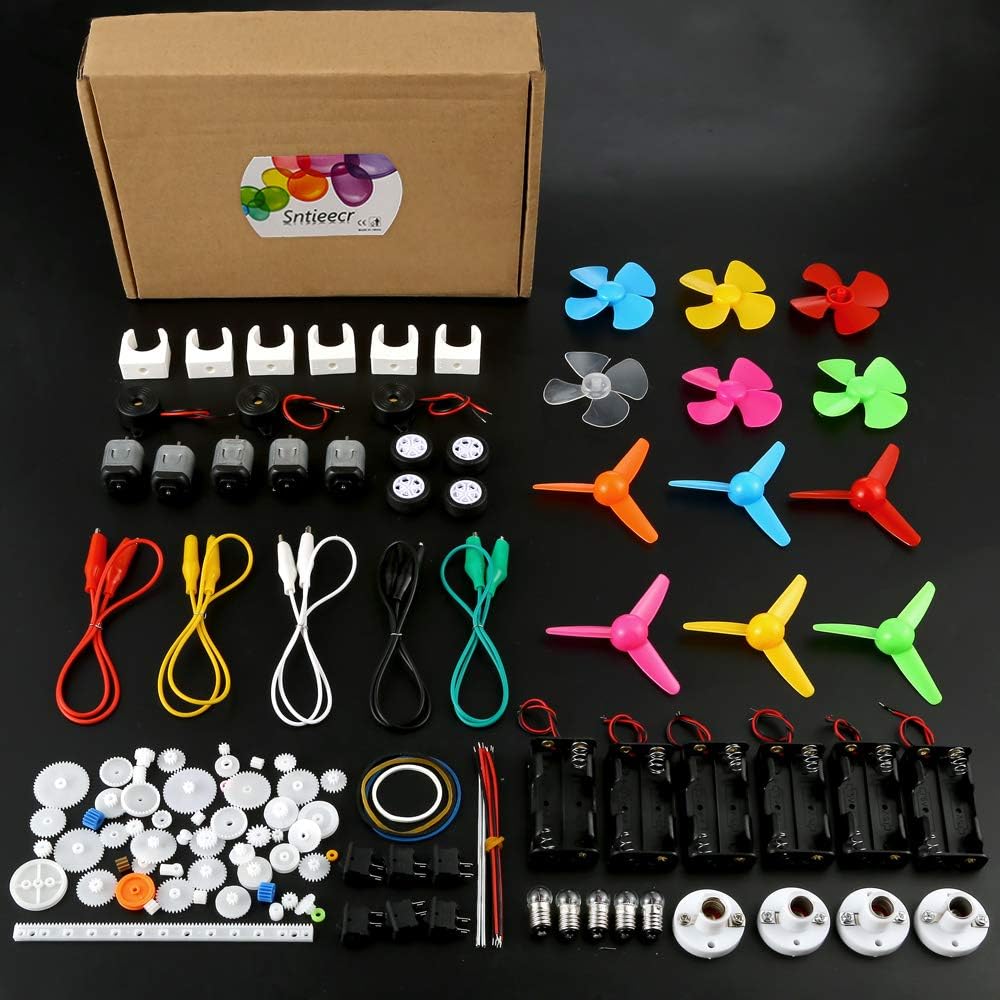 Thumbnail 1 de Sntieecr 6 Set 131 PCS DC Motors Kit (1.5–3V) with Propellers, Bulbs & Buzzer Sounders