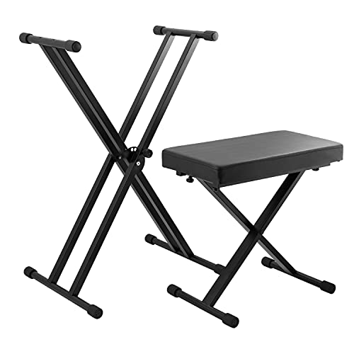 Detalle de Tiger Kap-Pk2: Set Supporto per Tastiera e Sgabello con Doppio Telaio A/X