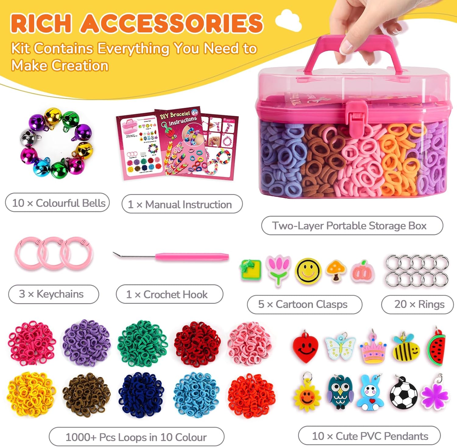 Thumbnail 1 de FunzBo Loom Bänder Set 1000pcs Kreativset