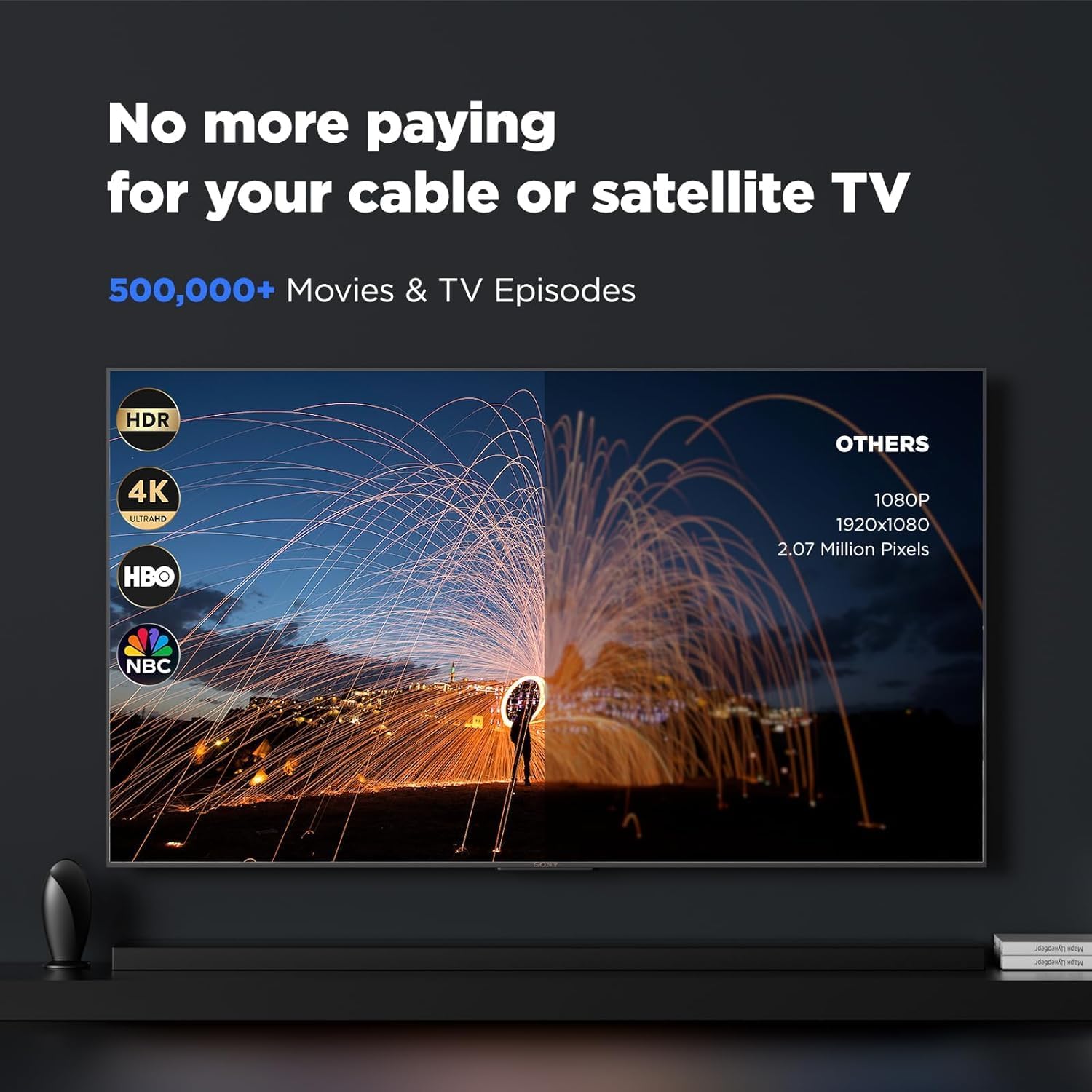 Thumbnail 2 de Digital Indoor TV Aerial for Smart TV with 18Ft HD Cable (Black) – 650+ Miles Range