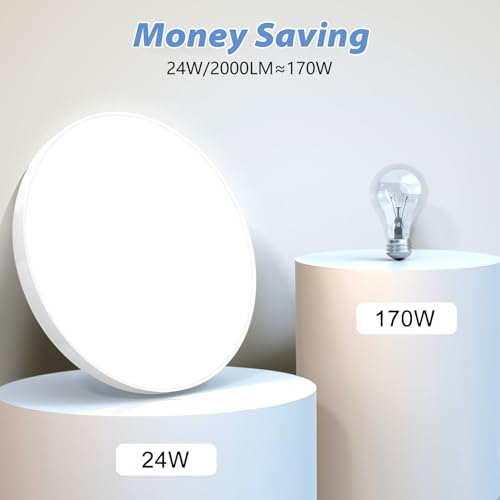 Detalle 2 de Swoieltr plafón LED de techo 24W, 2000 lm, IP44 y 6500K (Ø28 cm)