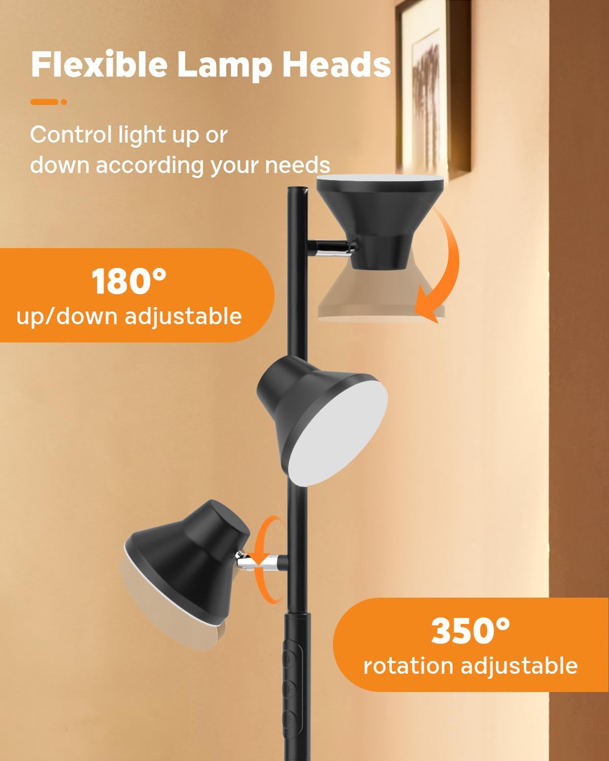 Thumbnail 4 de SIBRILLE Lampada da Terra dimmerabile 36W, 2500LM LED con telecomando e 3 luci orientabili (2700K–6500K)