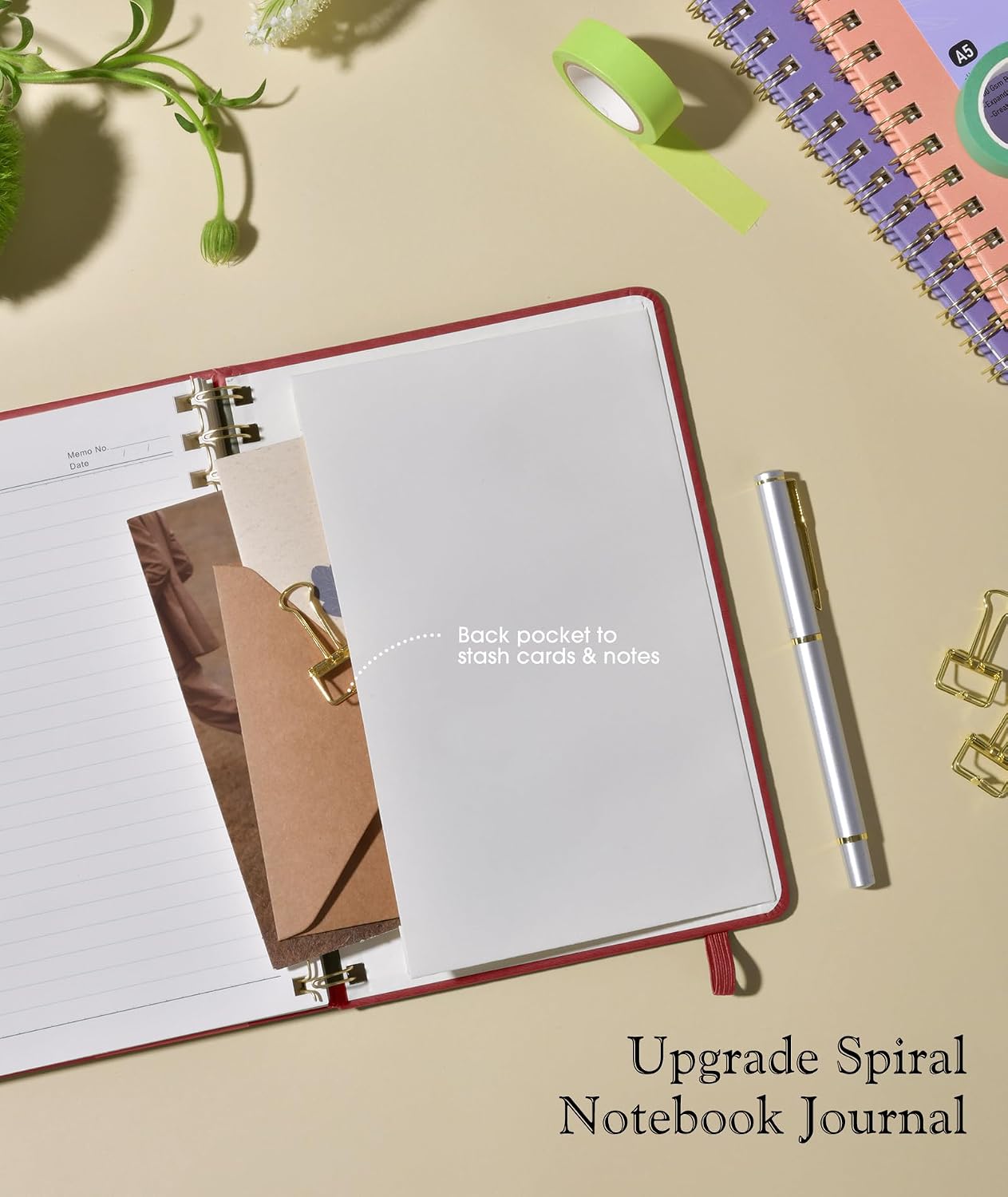 Detalle de PAPEJOON A5 Spiral Journal Notebook, Wine Red, 150 Numbered Pages, 100 GSM Paper