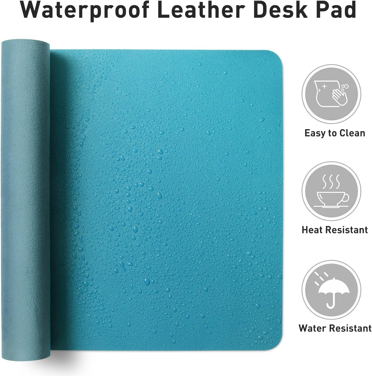 Thumbnail 2 de Aothia Office Desk Mat 80x40 cm – Waterproof PU Leather, Non-Slip Turquoise Blue