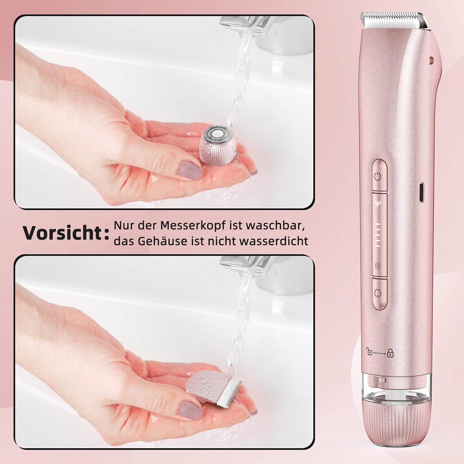 Detalle de Rasierer Damen 2-in-1 Intimrasierer – Nass-Trocken, USB-Aufladung, IPX7
