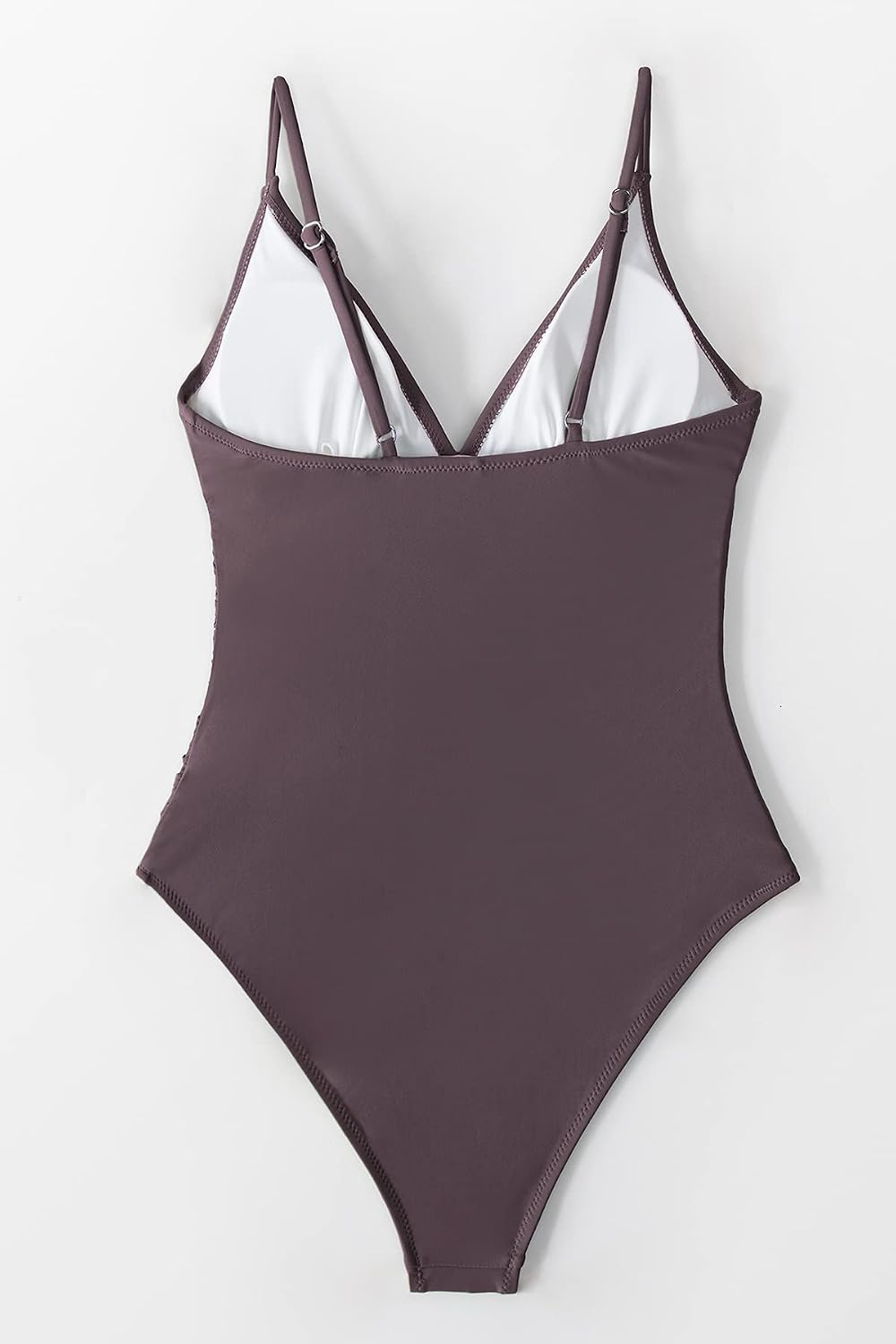 Detalle de CUPSHE maillot de bain une pièce femme à col en V profond, bonnets rembourrés et bretelles spaghetti réglables