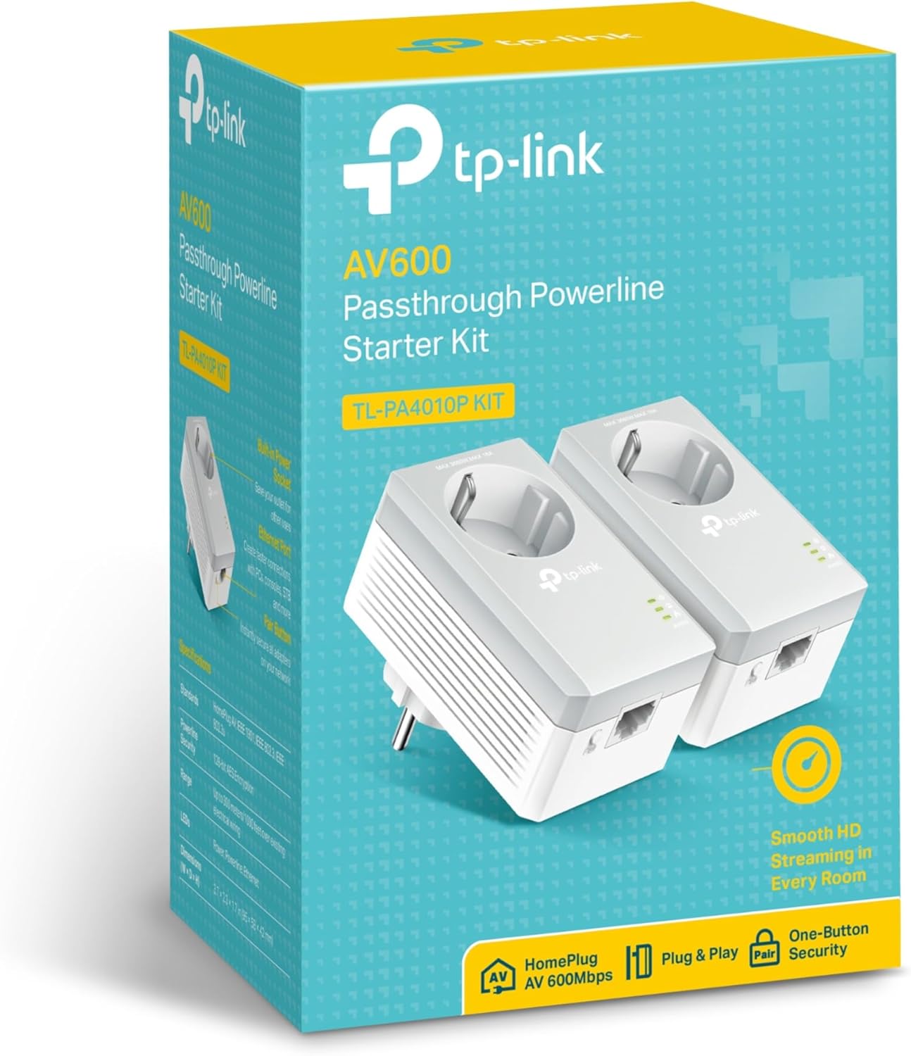 Thumbnail 2 de TP-Link Powerline Adapter Set TL-PA4010P KIT – 2er-Pack, 600 Mbit/s, Steckdose, 1× 10/100 Ethernet-Port pro Einheit
